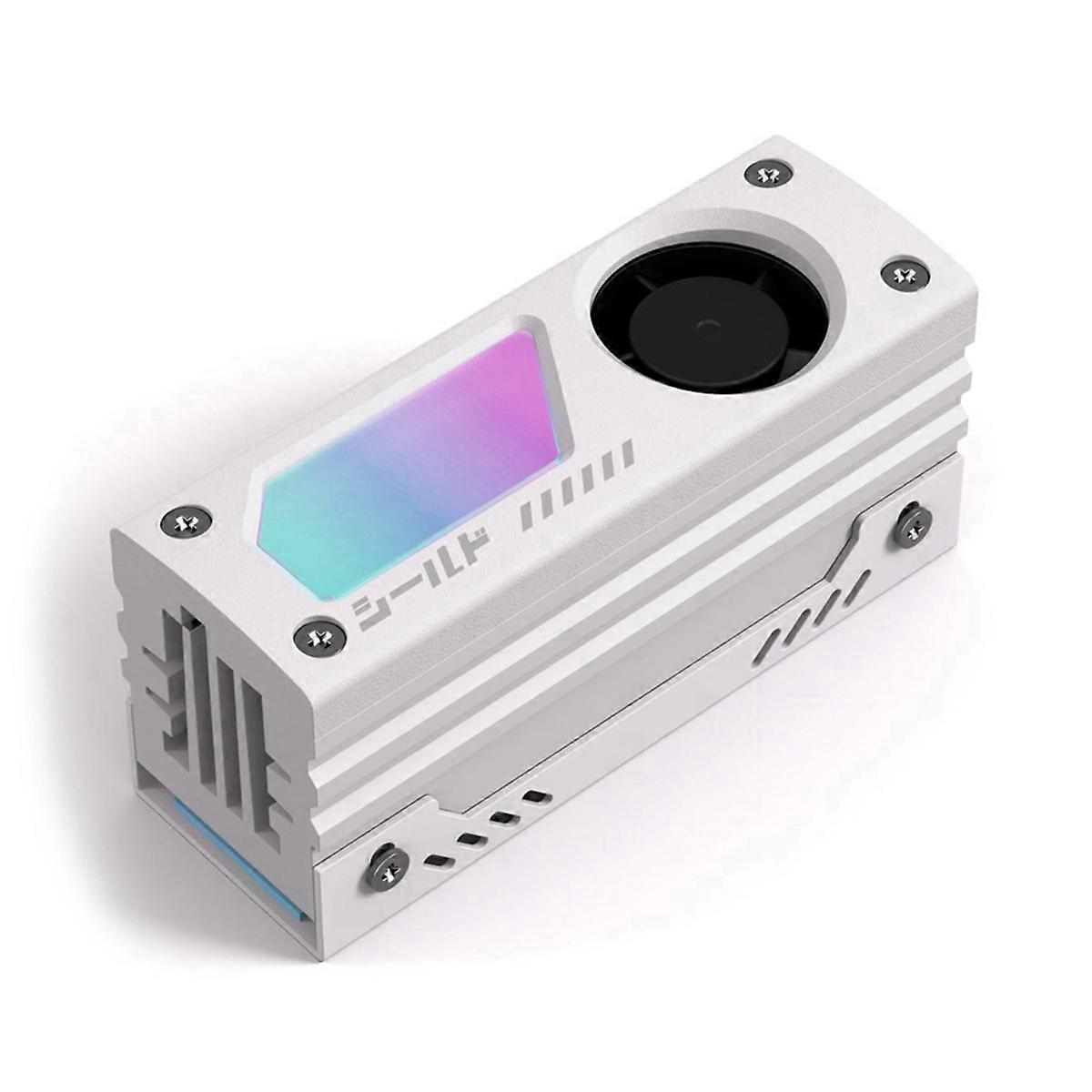 ARGB M.2 SSD Heatsink with Build-in 20mm PWM Fan 5V 3-Pin ARGB Sync High-Performance SSD Cooler for M.2 2280 White