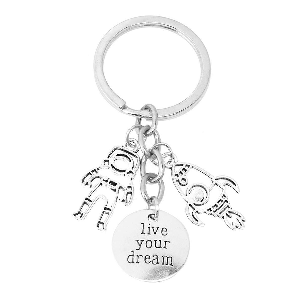 Cosmos Themed Key Ring with Astronaut Pendant for 2Pcs Gifts