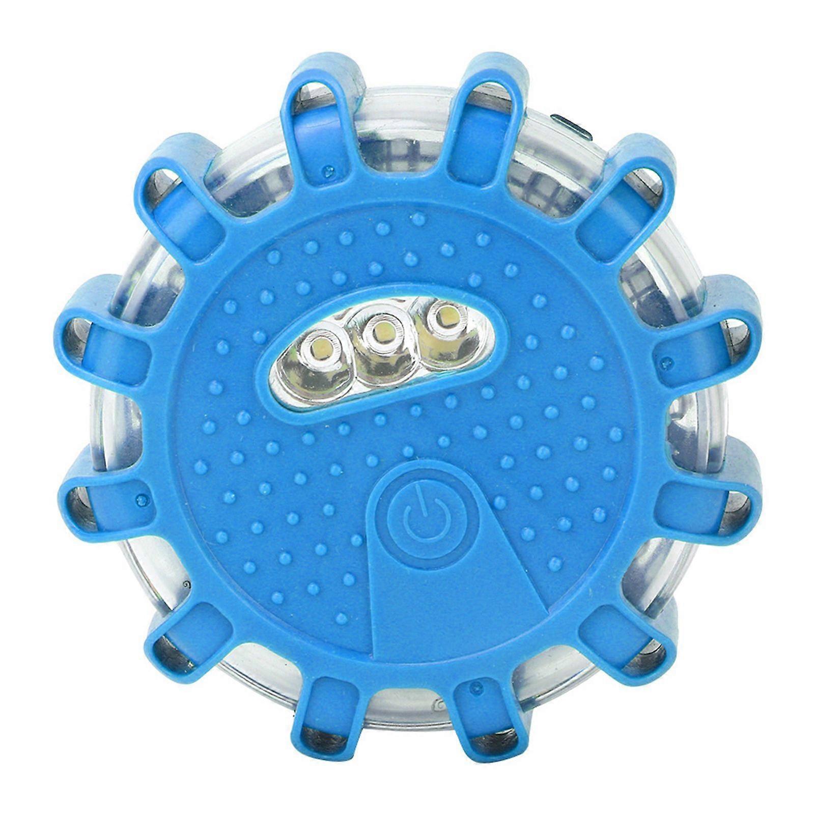 LED Round Beacon Car Warning Light Strong Magnetic High Beam Flashing Emergency Lights(Blue)