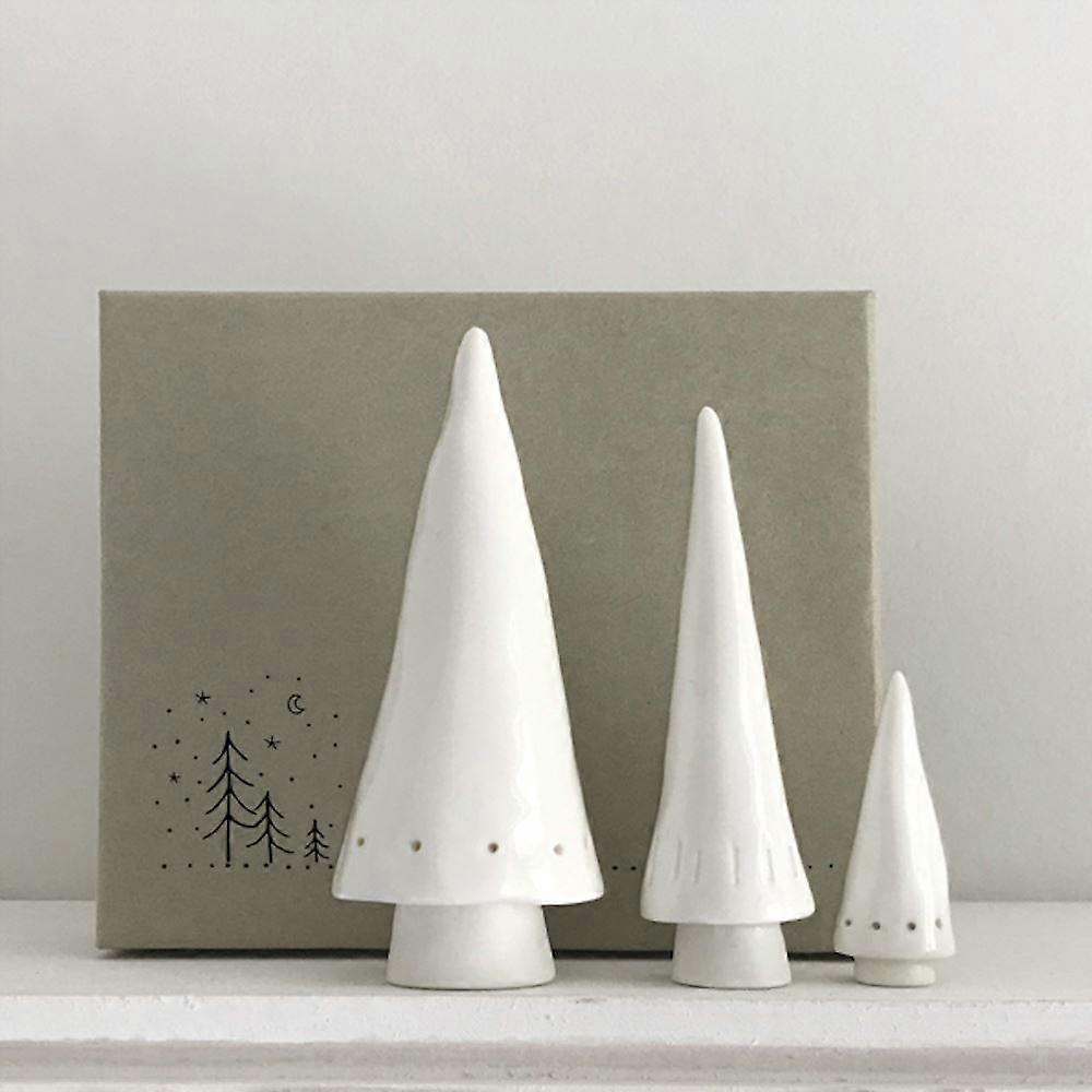 East of India Set of 3 Porcelain Conical Christmas Tree