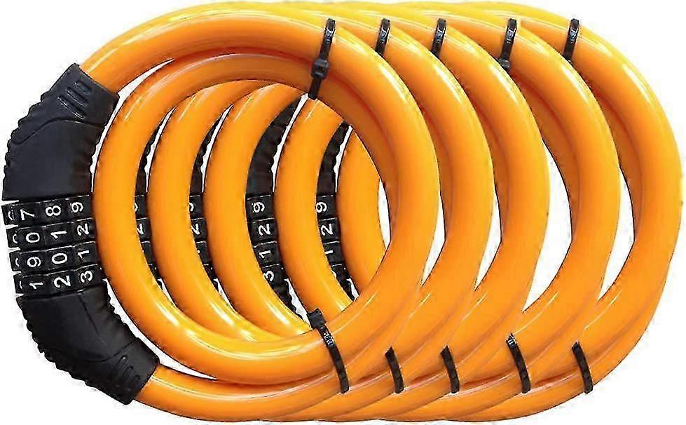 25-26 Bike Lock Cable, 4 Digit Resettable Combination Security Cable Lock Self Coiling Cable Lock