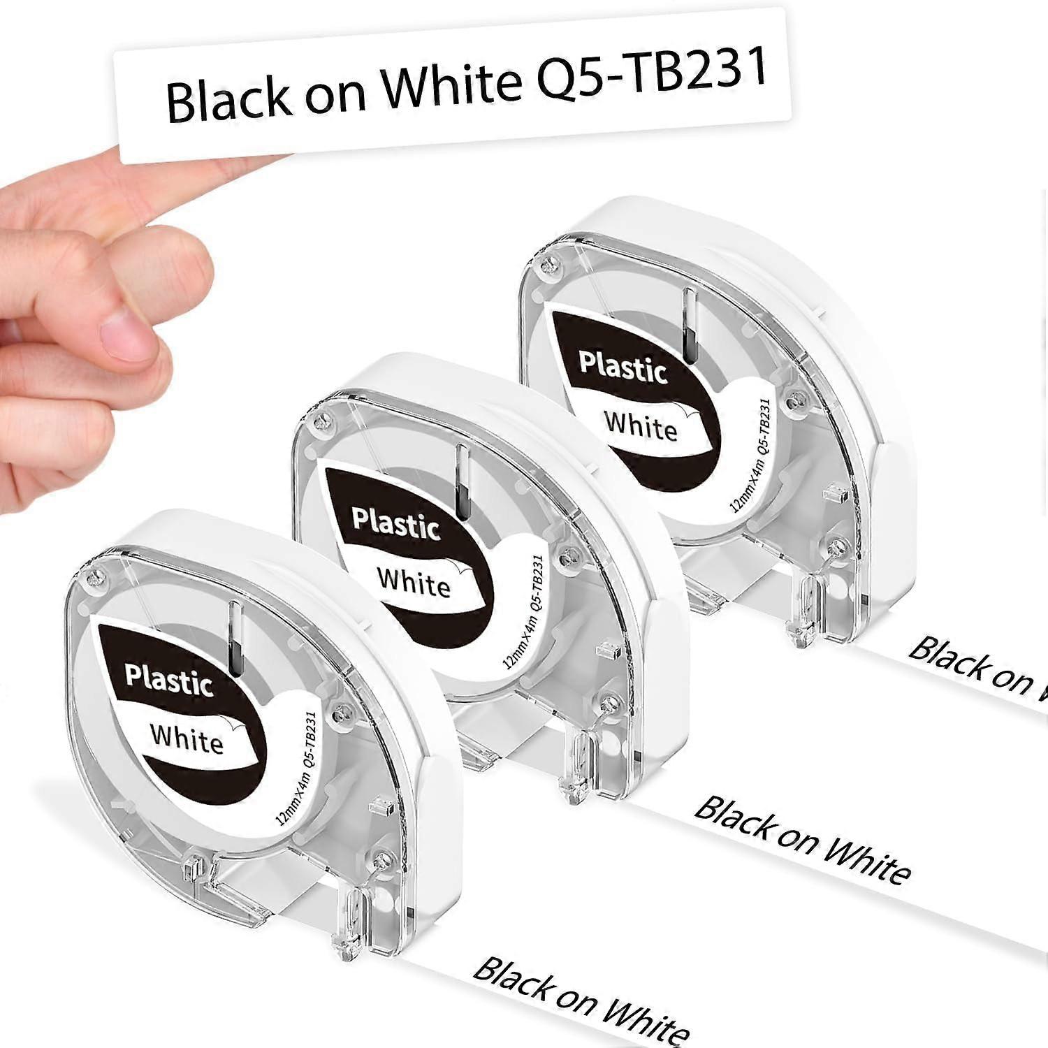 P12 Label Tapes Replacement for Dymo Label Maker Refills 12mm 0.47 Black on White Compatible with Dymo LetraTag