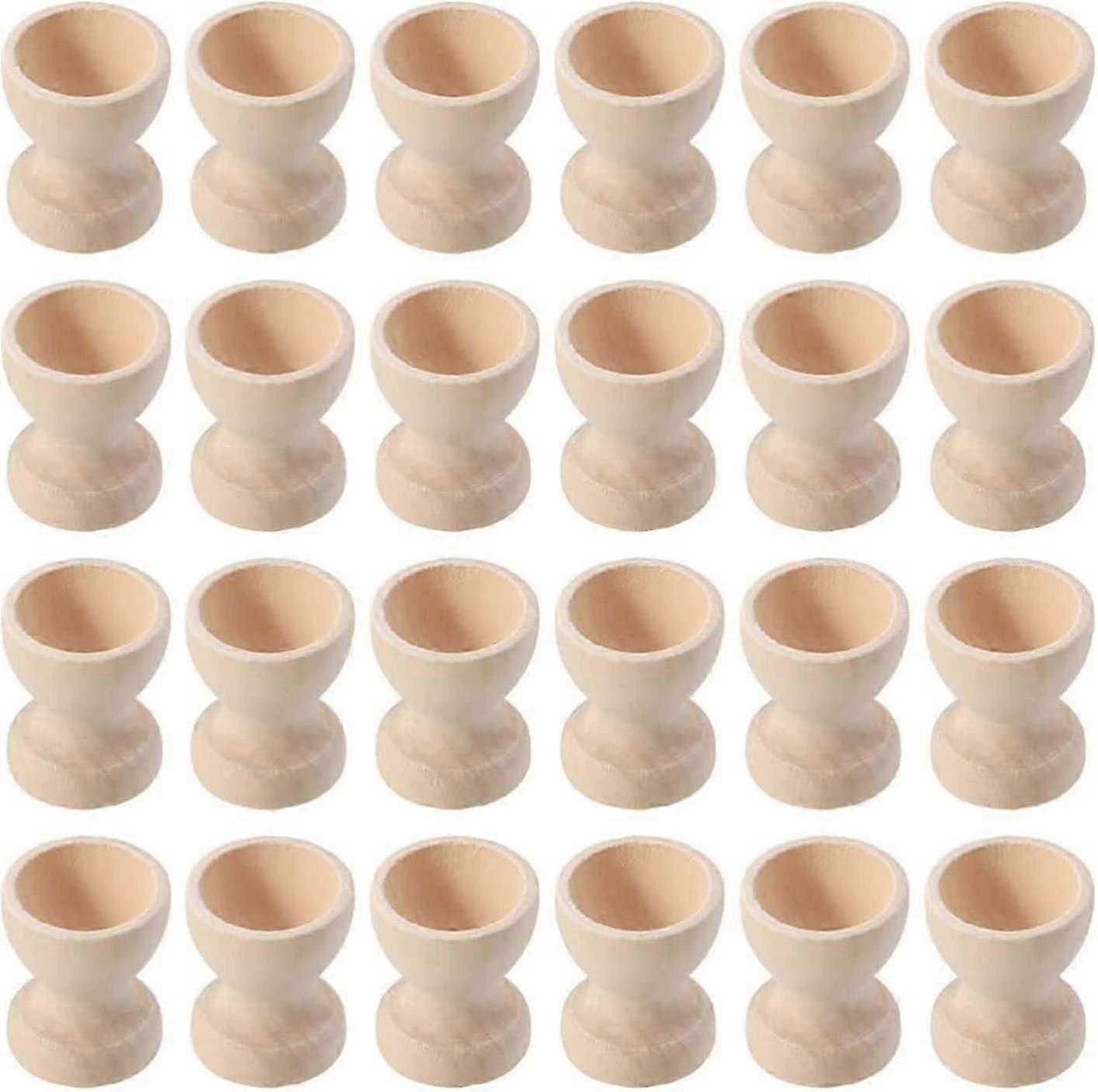 24Pcs Wooden Egg Cups,Easter,Smooth Surface And Edges,Free To Scribble