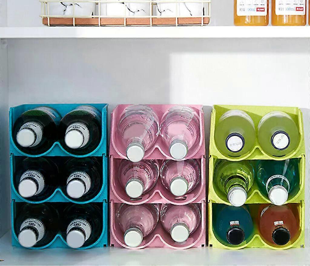 Stackable refrigerator storage rack, set of 3, PP food grade, for beer bottles & cans, 16 x 14 x 7.5 cm, suitable for refrigerator & freezer