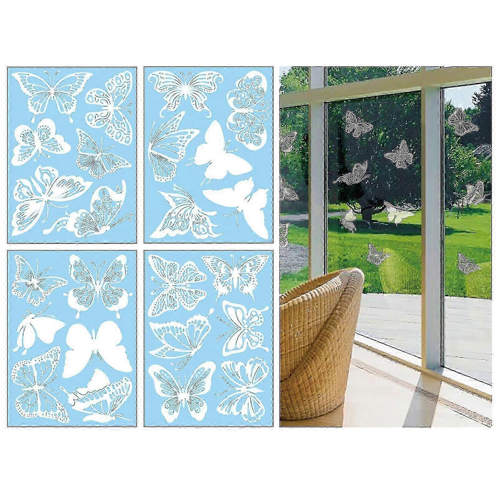 鳥がガラスにぶつかるのを防ぐための静的ウィンドウステッカー、家の装飾と保護のための白いアラート鳥のデカール、22x30cm