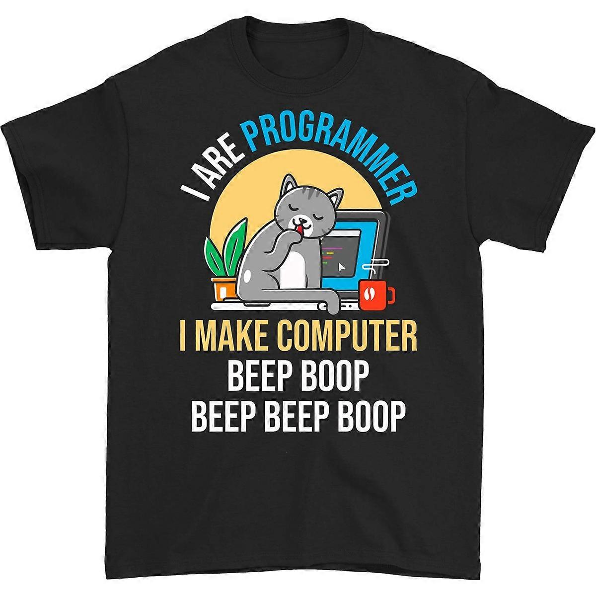 Ik ben programmeur, ik maak computerpiep, grappig, schattig, kat, T-shirt, kattenliefhebber, kitten, laptop, cadeau, computer, geeks