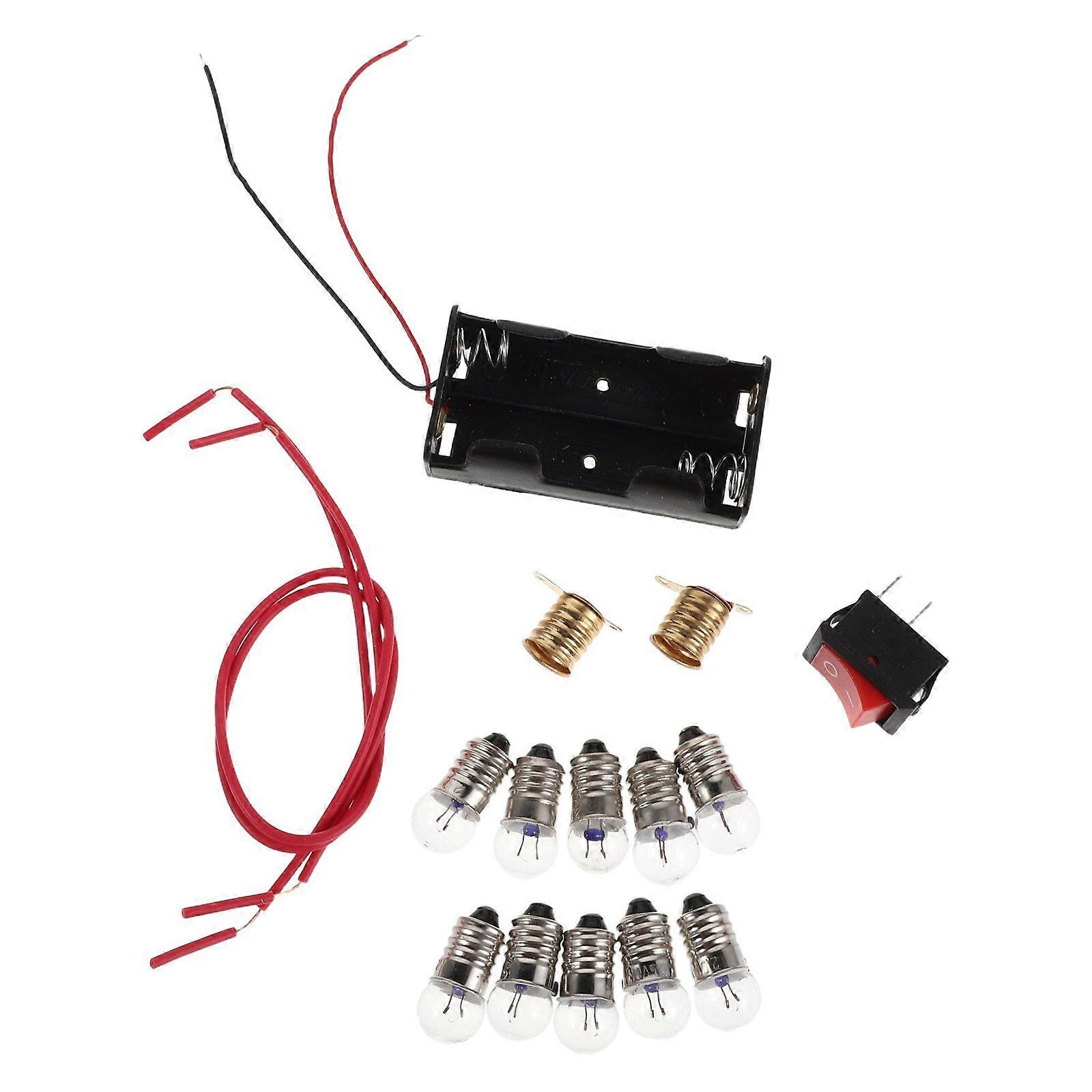 4 Sets Kids Science Electricity Circuit Kit With Small Bulbs Holder Switch Battery Box Mini Bulb - Electrical Experiment Kit For Classroom Teaching To