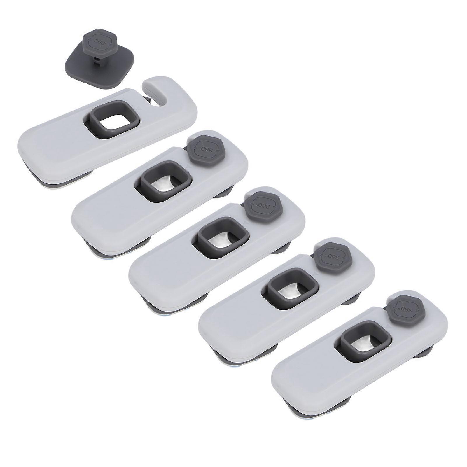 5pcs Child Proof Refrigerator Lock Baby Security Drawers Latches Dual Protect Fridge Lock with Adhesive for Refrigerators Cabinets Drawers Light Gray