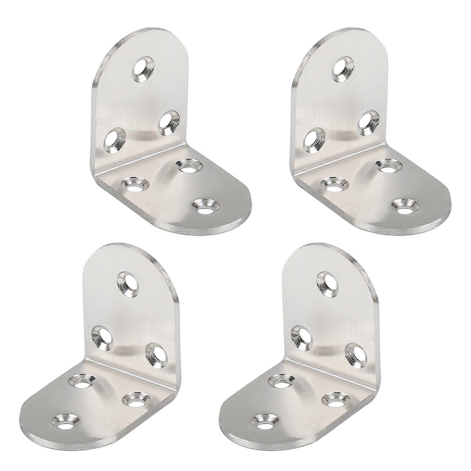 4Pcs Stainless Steel 90 Degree 3 Hole Corner Brackets Heavy Duty Rustproof Furniture Connectors for Wooden Metal Framing Multicolor