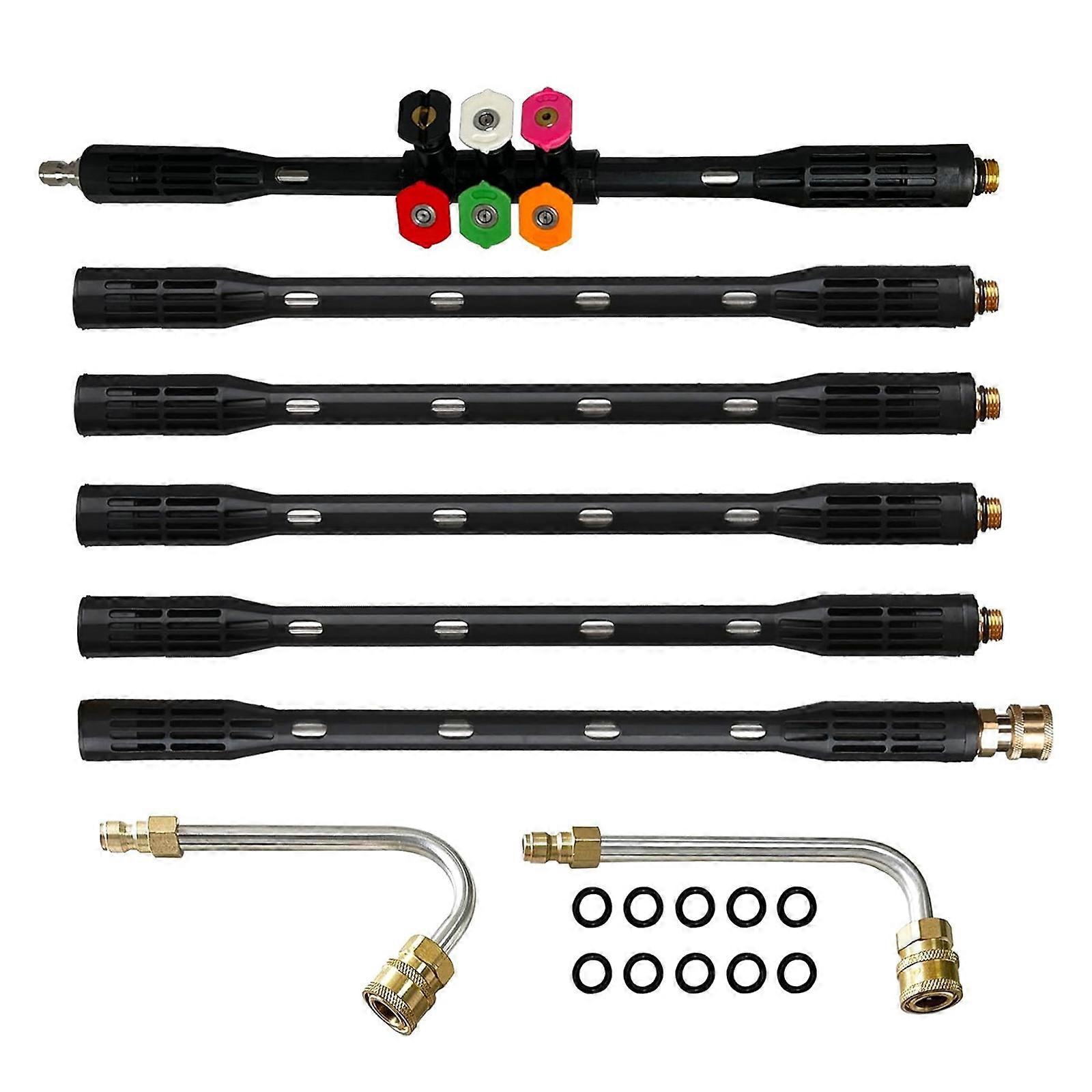 Nonslip Pressure Washer Extension Wand Set 9pcs Includes Curved Rod and Multiple Color Nozzle Tip for Effective Cleaning Multicolor