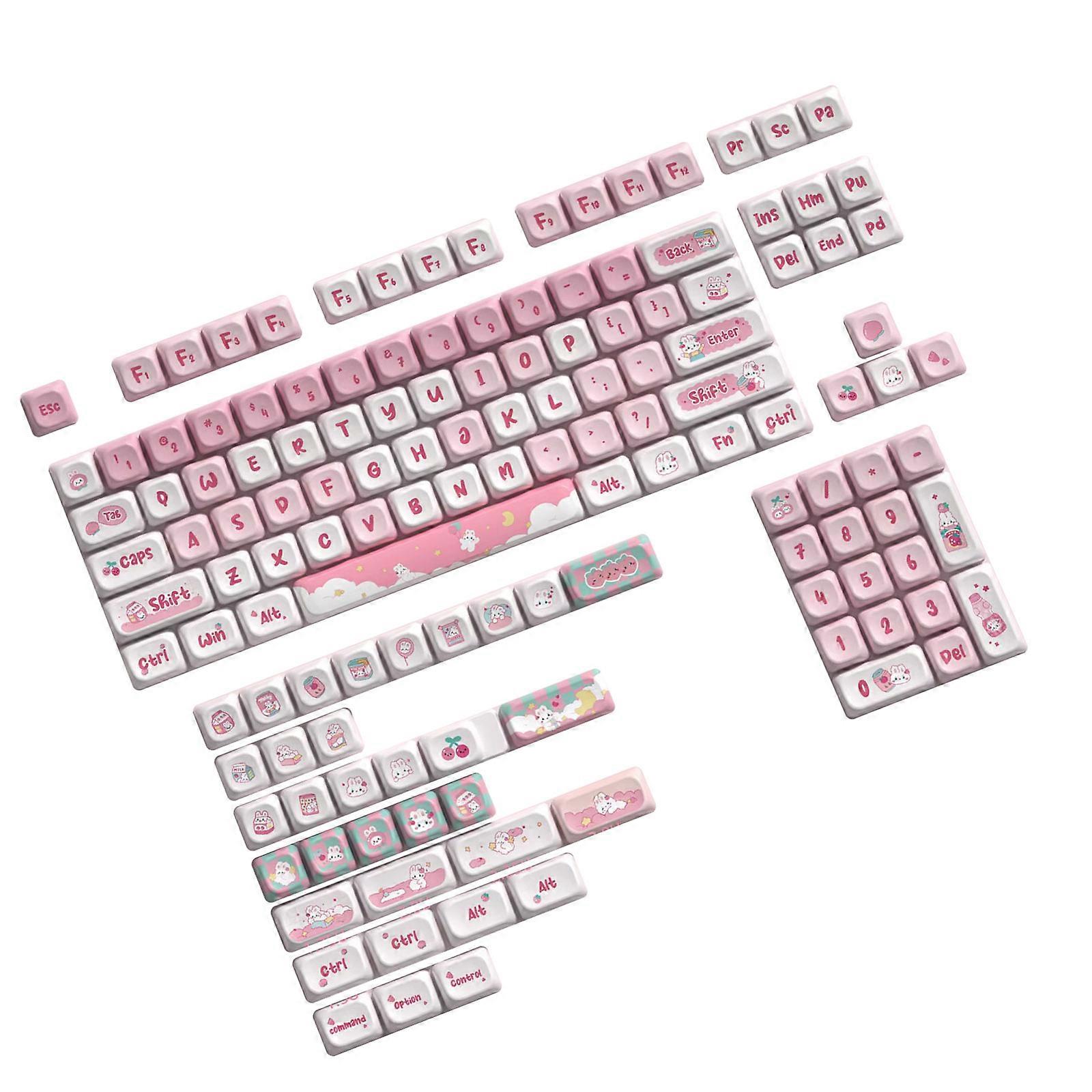  Cartoon Rabbit PBT Keycap Dye Subbed DIY Keycaps Dye-Sublimation for Mechanical Keyboards Switches Keycaps Multicolor