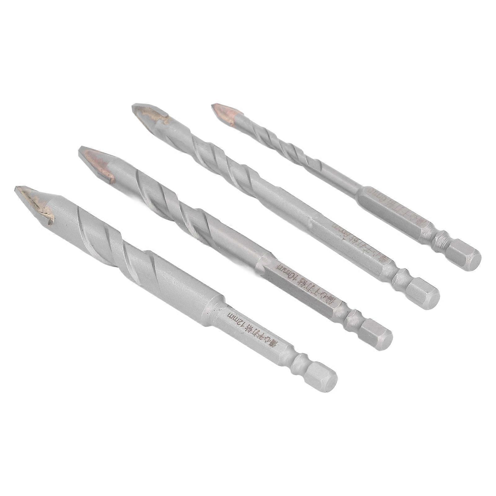 4Pcs Cemented Carbide Twisted Drill Bit Set Multifunctional Sandblast Threaded Masonry Drill Bit for Glass Ceramic