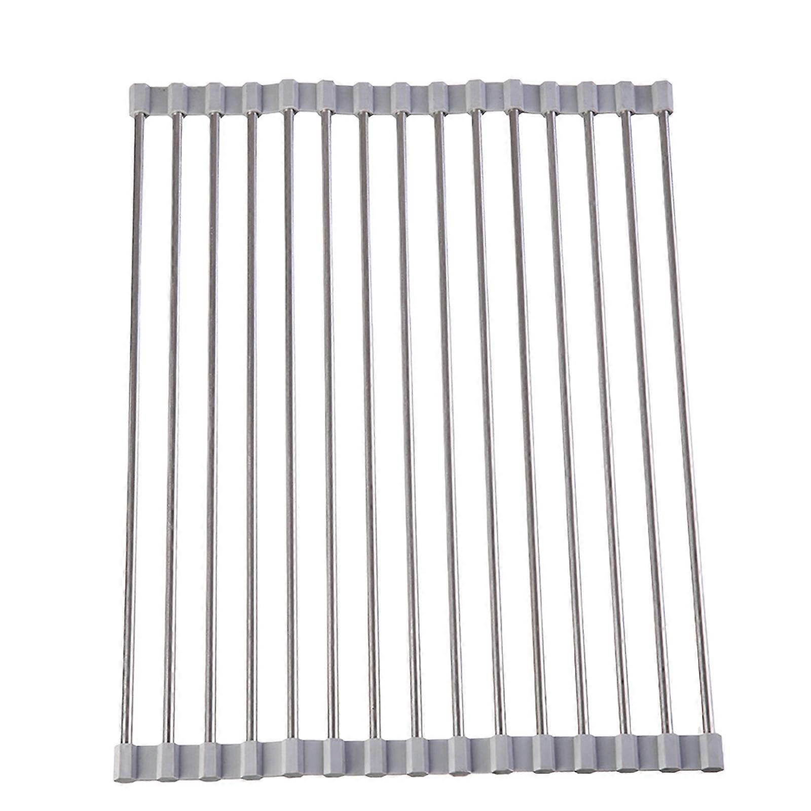 Foldable Roll Over Sink Dish Drying Rack, Stainless Steel Wire Drainer Mat for Counters - Compatible with Hiroekza Kitchen Essentials