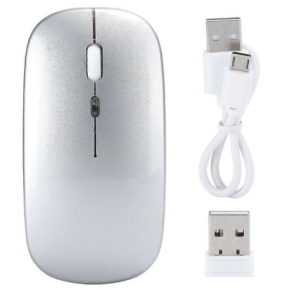 Wireless Mouse 2.4G Rechargeable USB Wireless Gaming Mouse with LED Colorful LightSilver