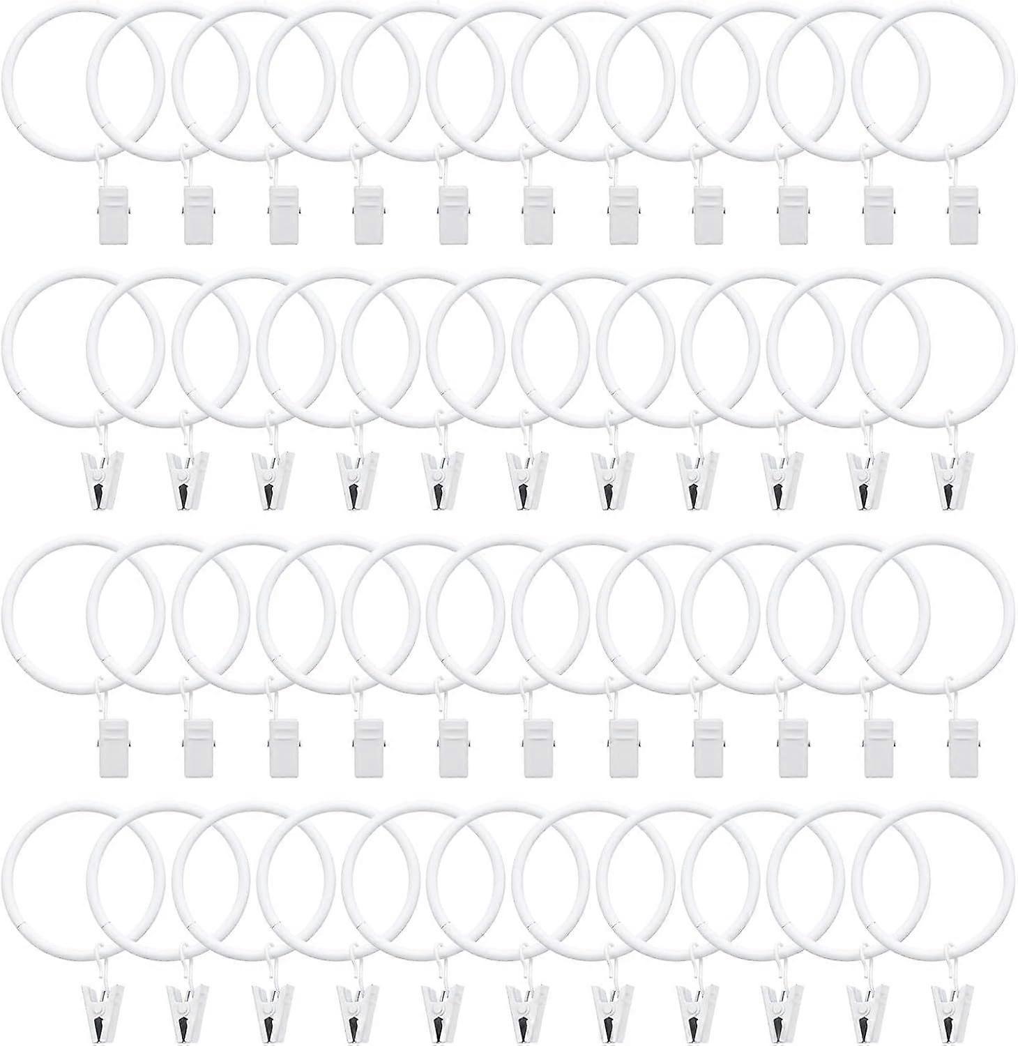 44 Pack Curtain Rings with Clips, 1.8" Interior Diameter