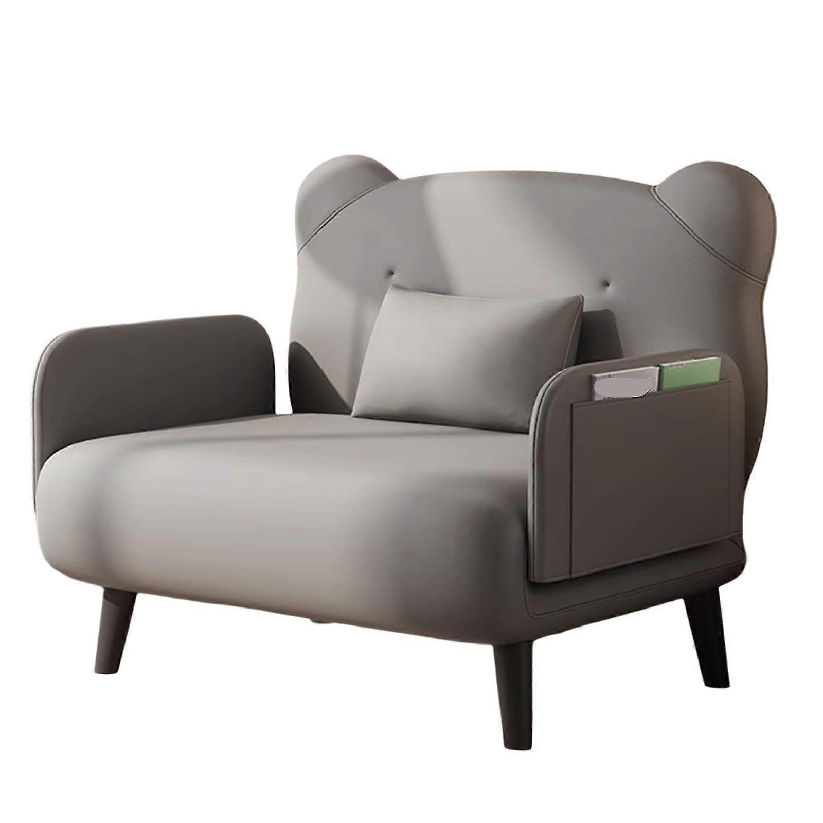 3in1 Sleeper Chair Bed Gray Sofa With Iron Frame 250kg Load Armrest Storage Sponge Filling Folding