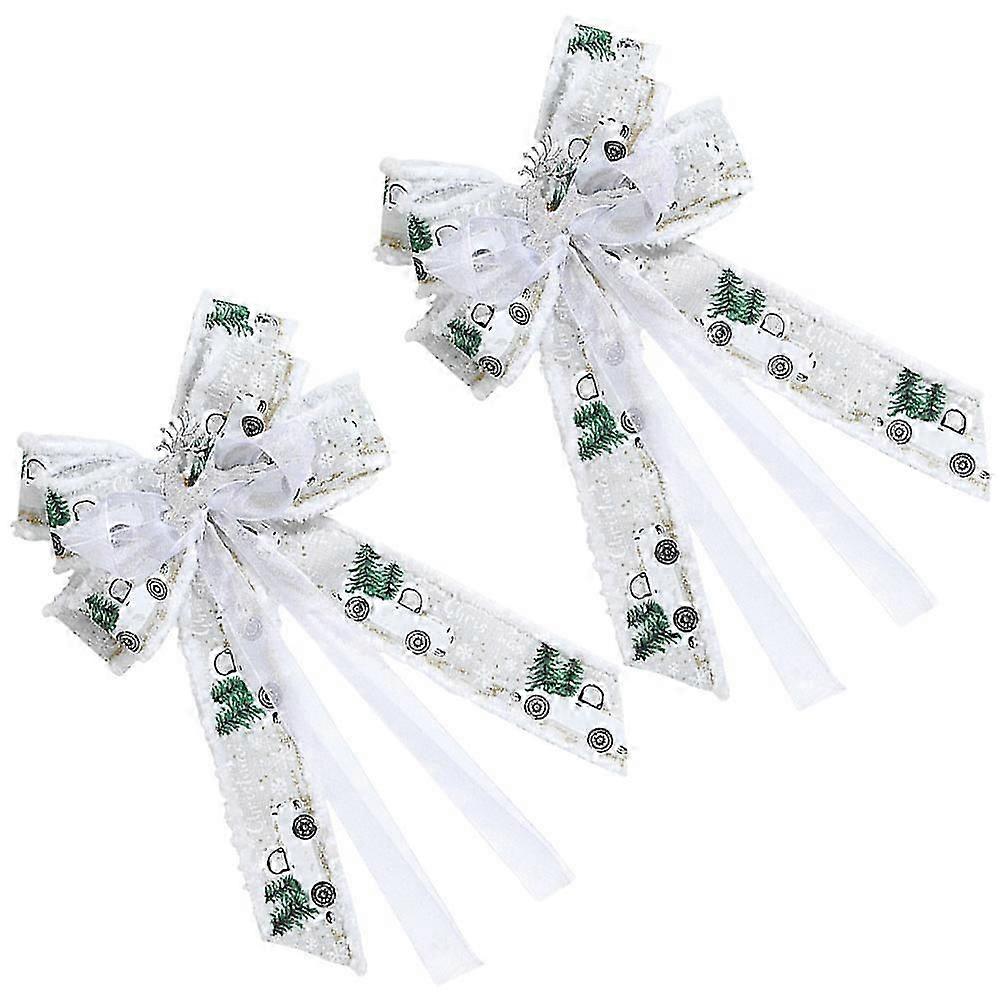 Design Christmas Bows 4 Pcs Large Decorative Ribbon Bows For DIY Decor On Christmas Tree