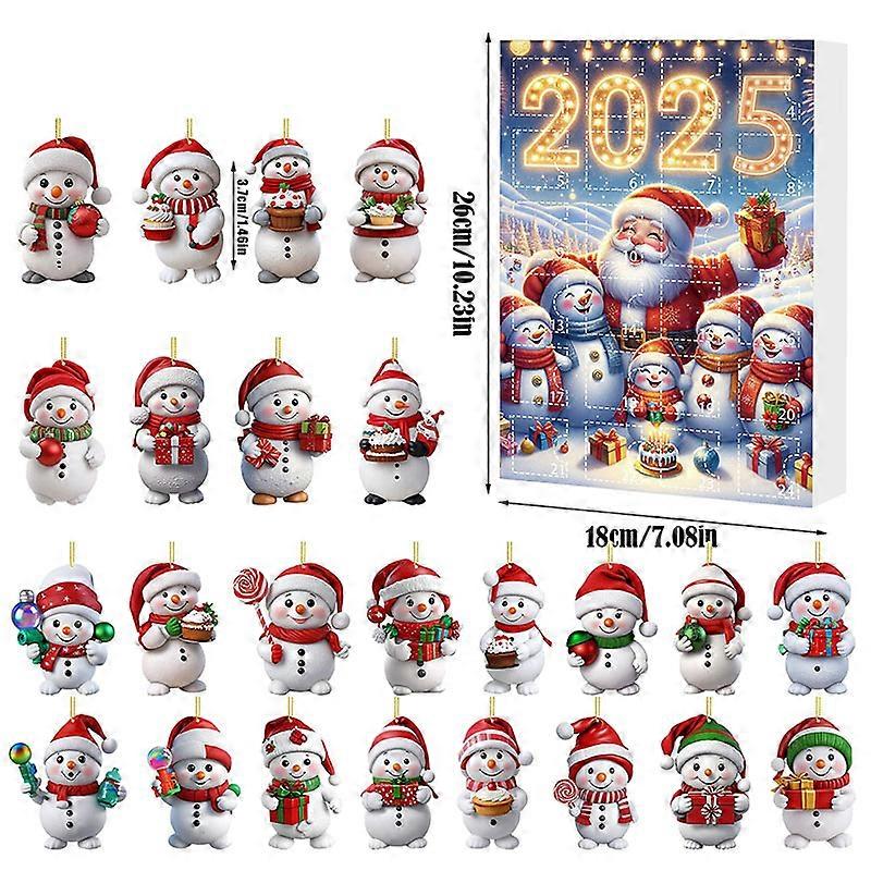 איש שלג לחג המולד לשנה החדשה קישוט לוח שנה אדוונט 24 רשתות עץ חג המולד תליון תרמיל גב ספירה לאחור חג מתנה למשפחה