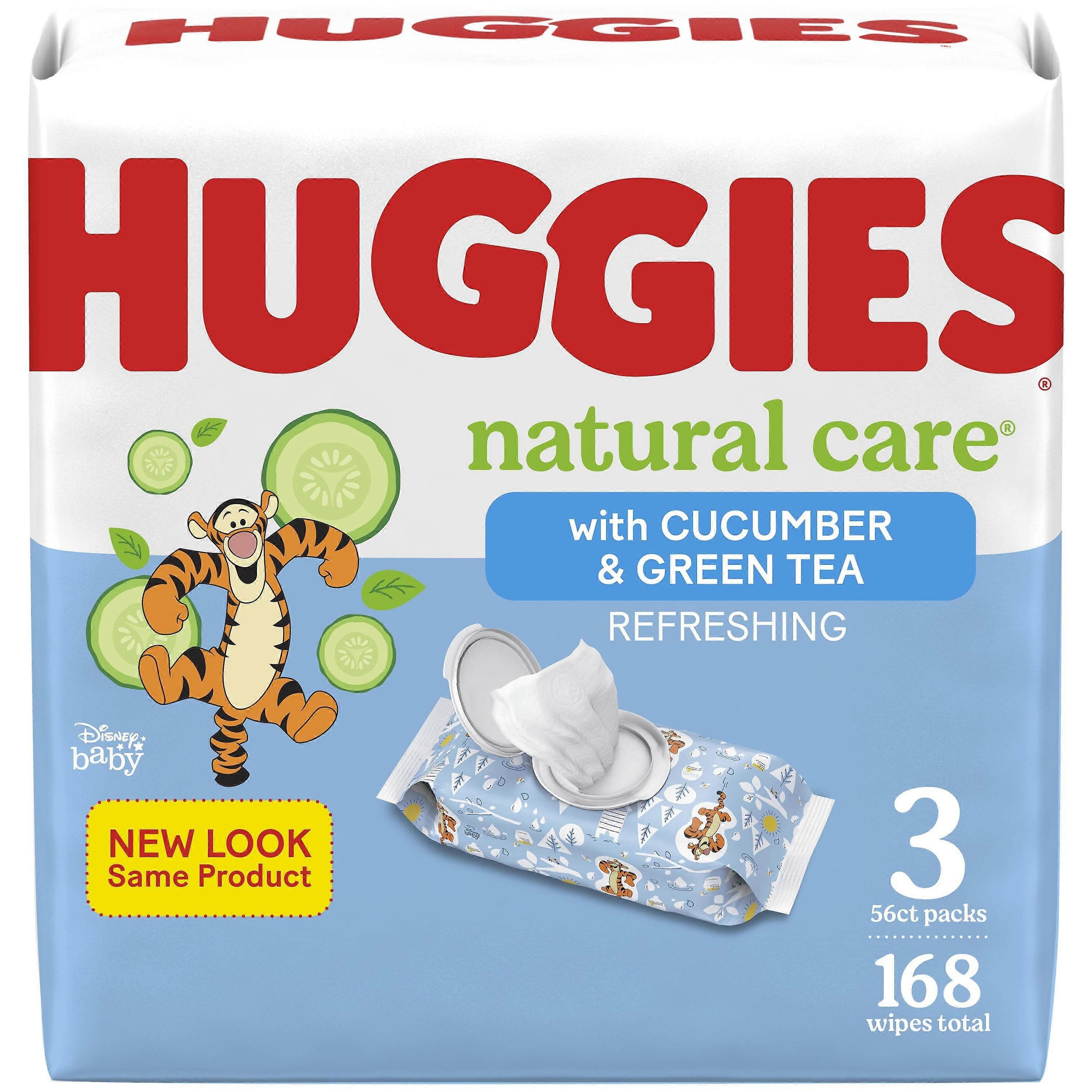 Huggies Natural Care Refreshing Baby Wipes, Scented, 3 Flip-top Packs, 168 Ea