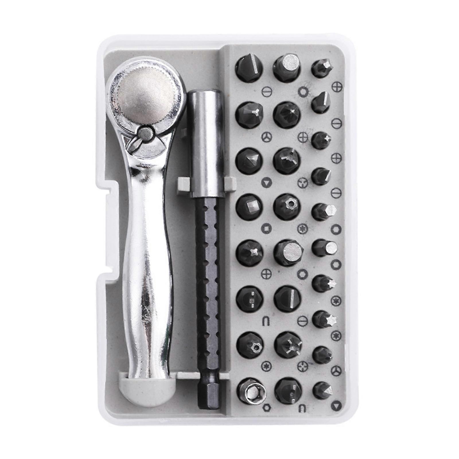 26 in 1 Right Angles Screwdriver with Replaceable Bits Mini Ratchet Wrench Set Ergonomic Handle Smartphone Repairing Tool Multicolor