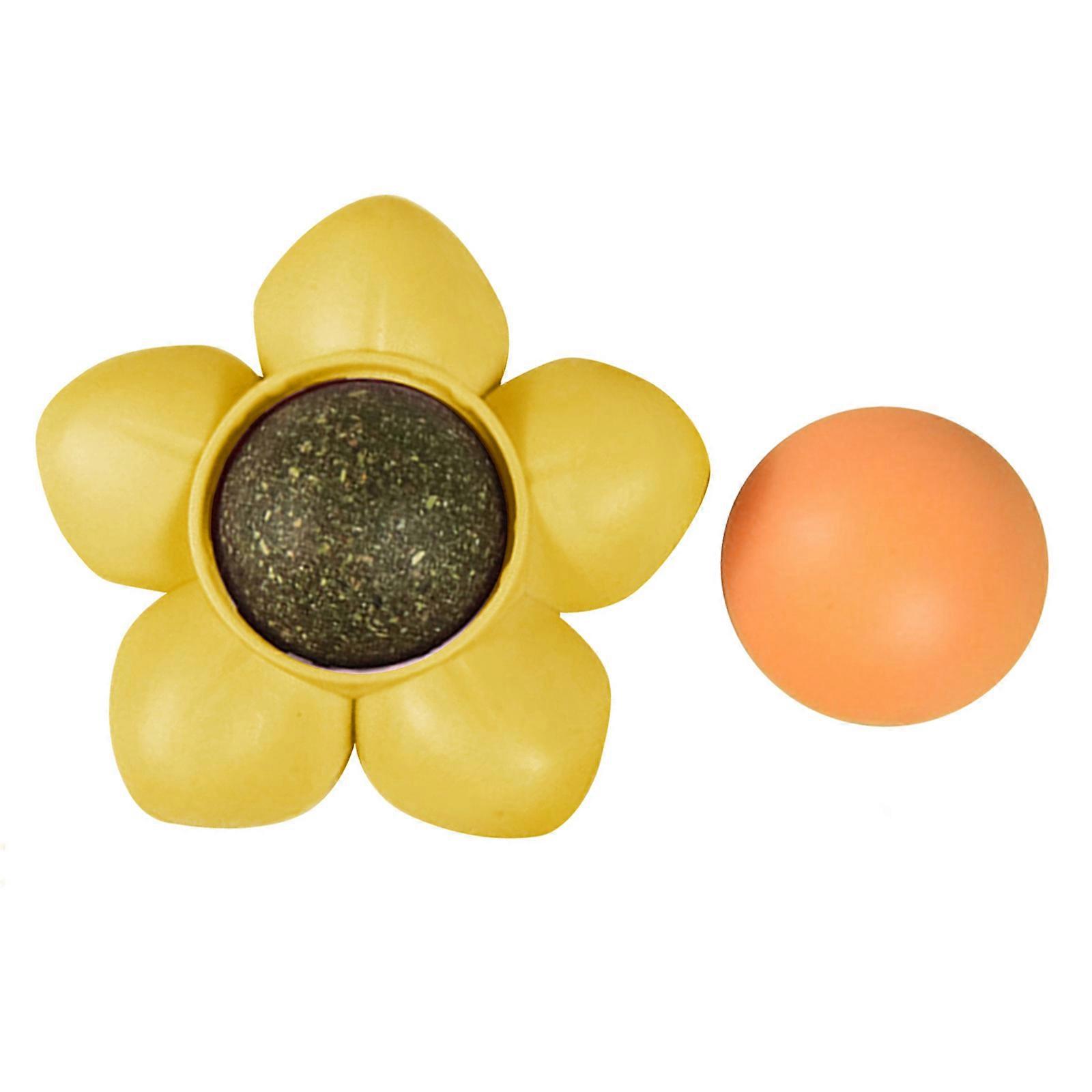 Cat & Kitten Teething Chew Toy for Aggressive Chewer for Teeth Cleaning Chew Toy Natural Silvervine Balls  yellow orange