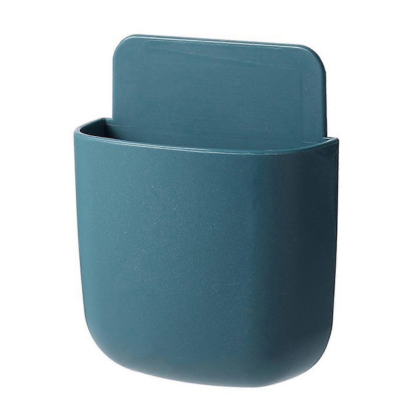 Wall Mounted Remote Control Holder and Phone Charging Organizer with PP Storage for Pens and Toothbrushes