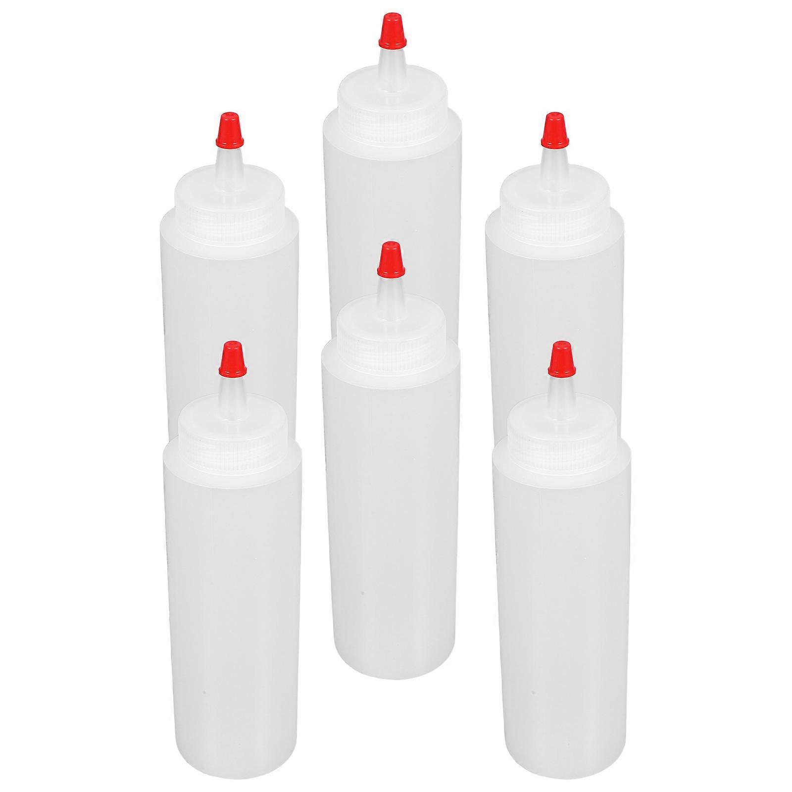 Precision Tip Squeeze Bottles for Sauce Dispensing 6Pcs Transparent Plastic Set