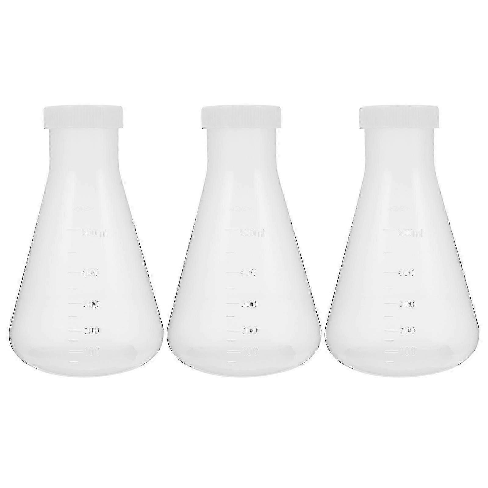 3pcs Plastic Erlenmeyer Flask Transparent Science Flask Practical Conical Flask