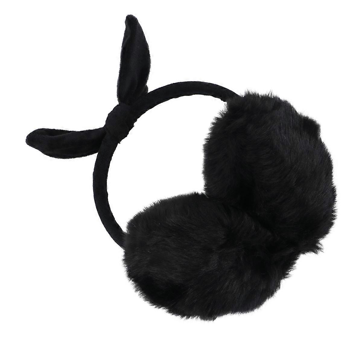 Plush Ear Warmers Bowknot Design for Ear Warming Black