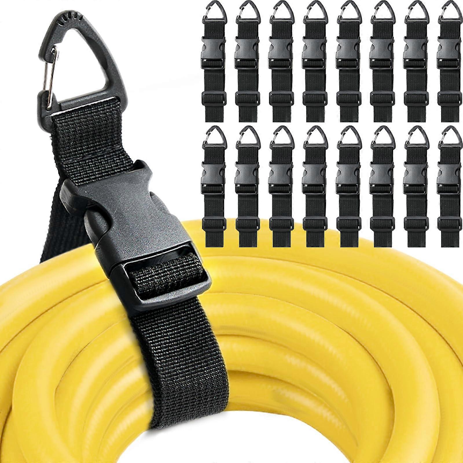 Heavy Duty Extension Cord Organizer Straps 16 Pack with Triangle Clips for Garage and Workshop Storage 17 Inch Black