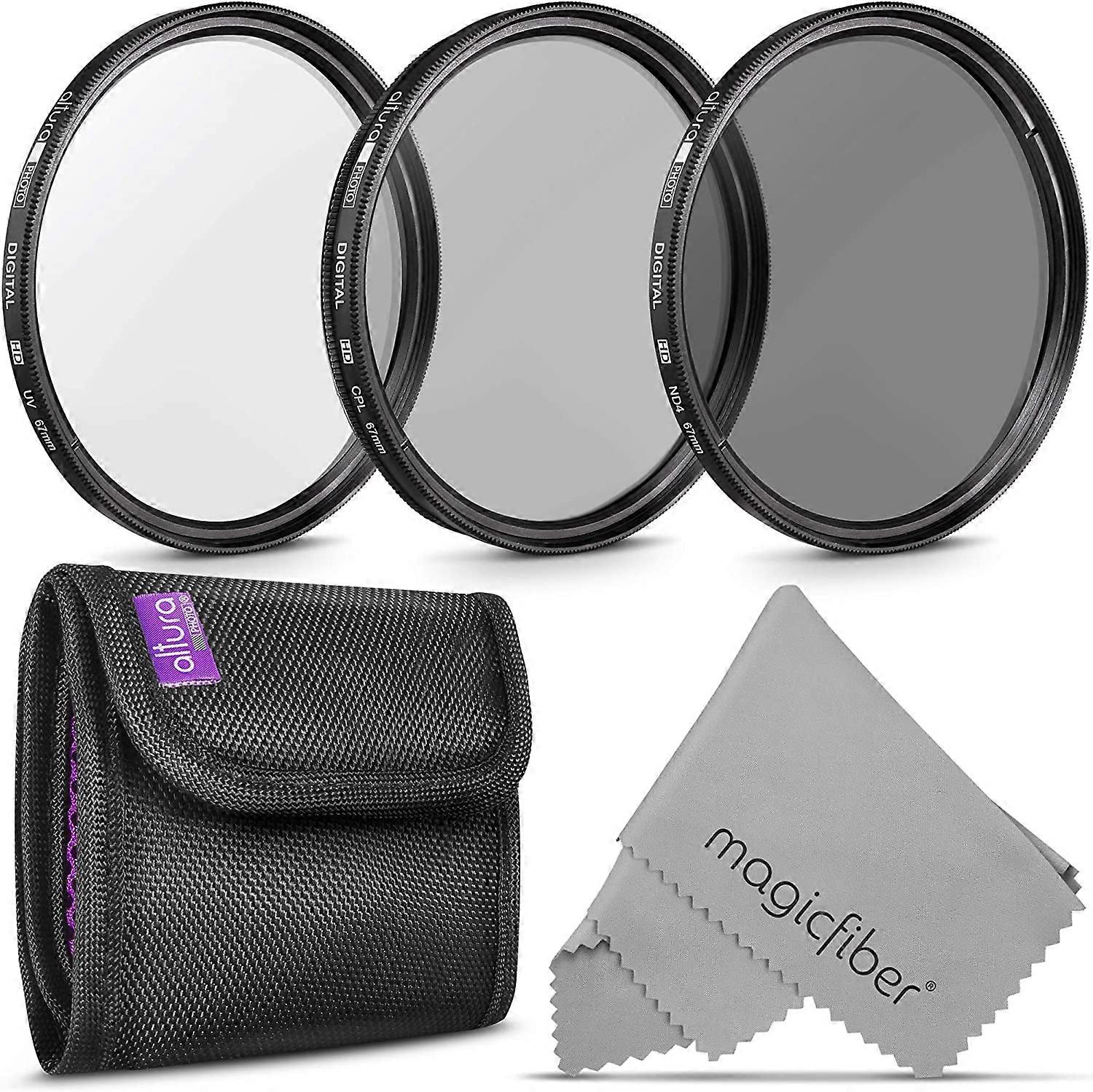 67MM Lens Filter Kit by , Includes 67MM ND Filter, 67MM CPL Filter, 67MM UV Filter, (UV, CPL Polarizing