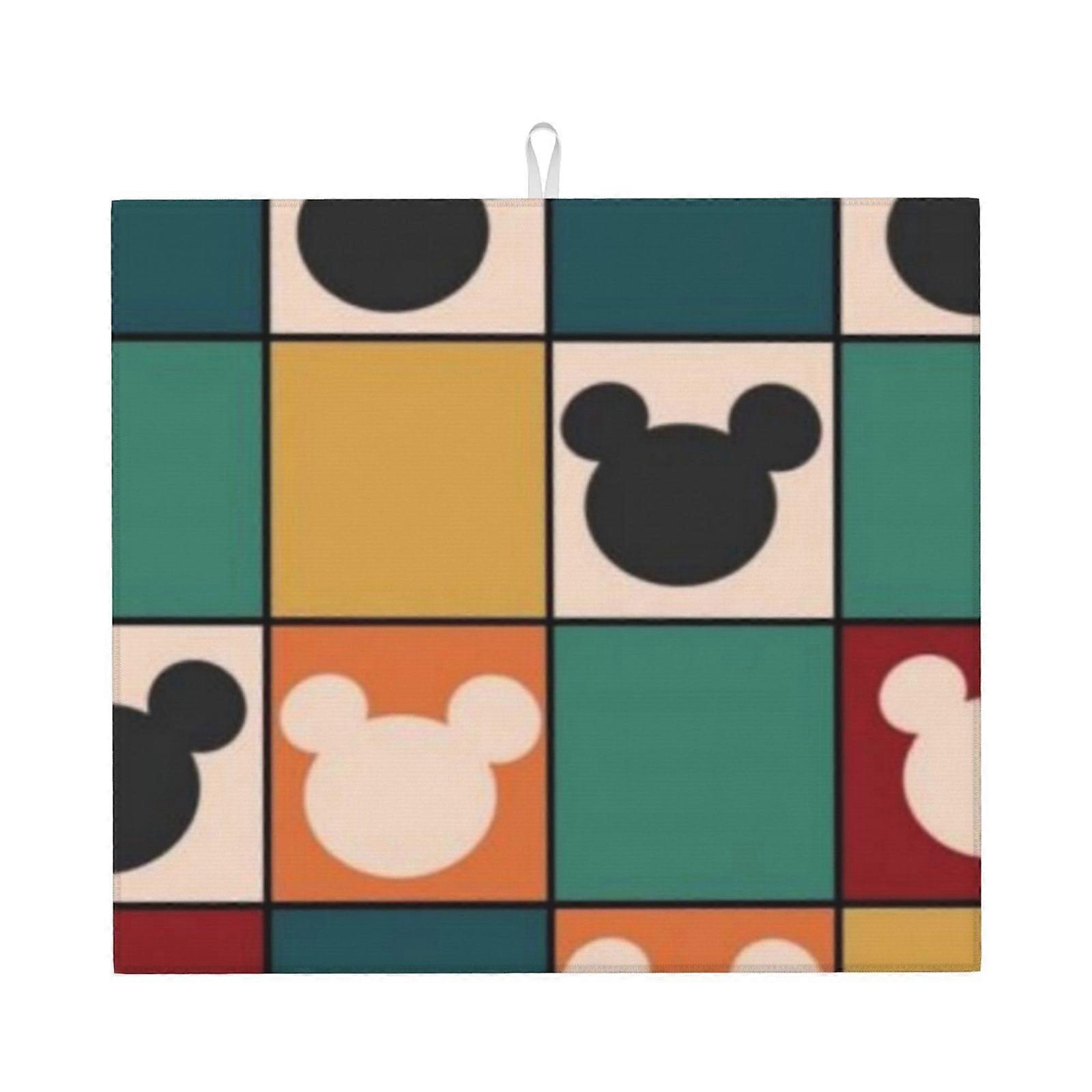 Mickey Mouse Dish Drying Mat For Kitchen Counter, Microfiber Dish Mat, Fast Absorbent Draining Pad
