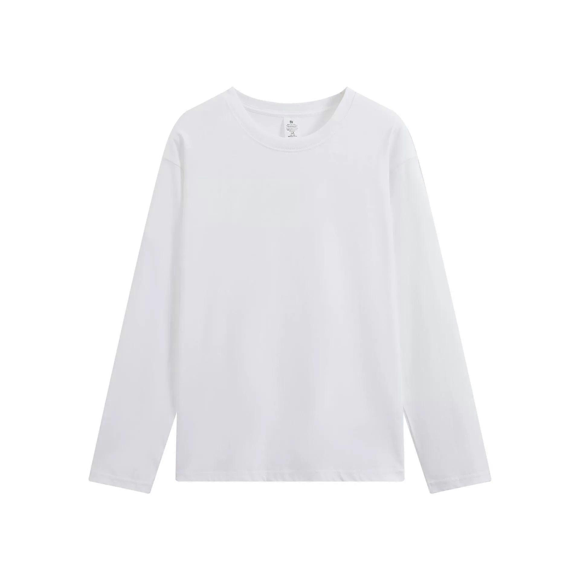 Unisex Pure Cotton Solid Color Long Sleeve Tshirt