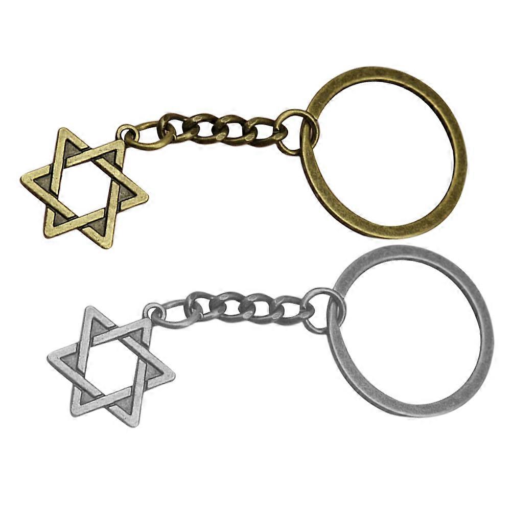 Durable Hexagonal Key Ring Pendant In Assorted Color Suitable For Car Keys Everyday Use With Protective Charm 2Pcs