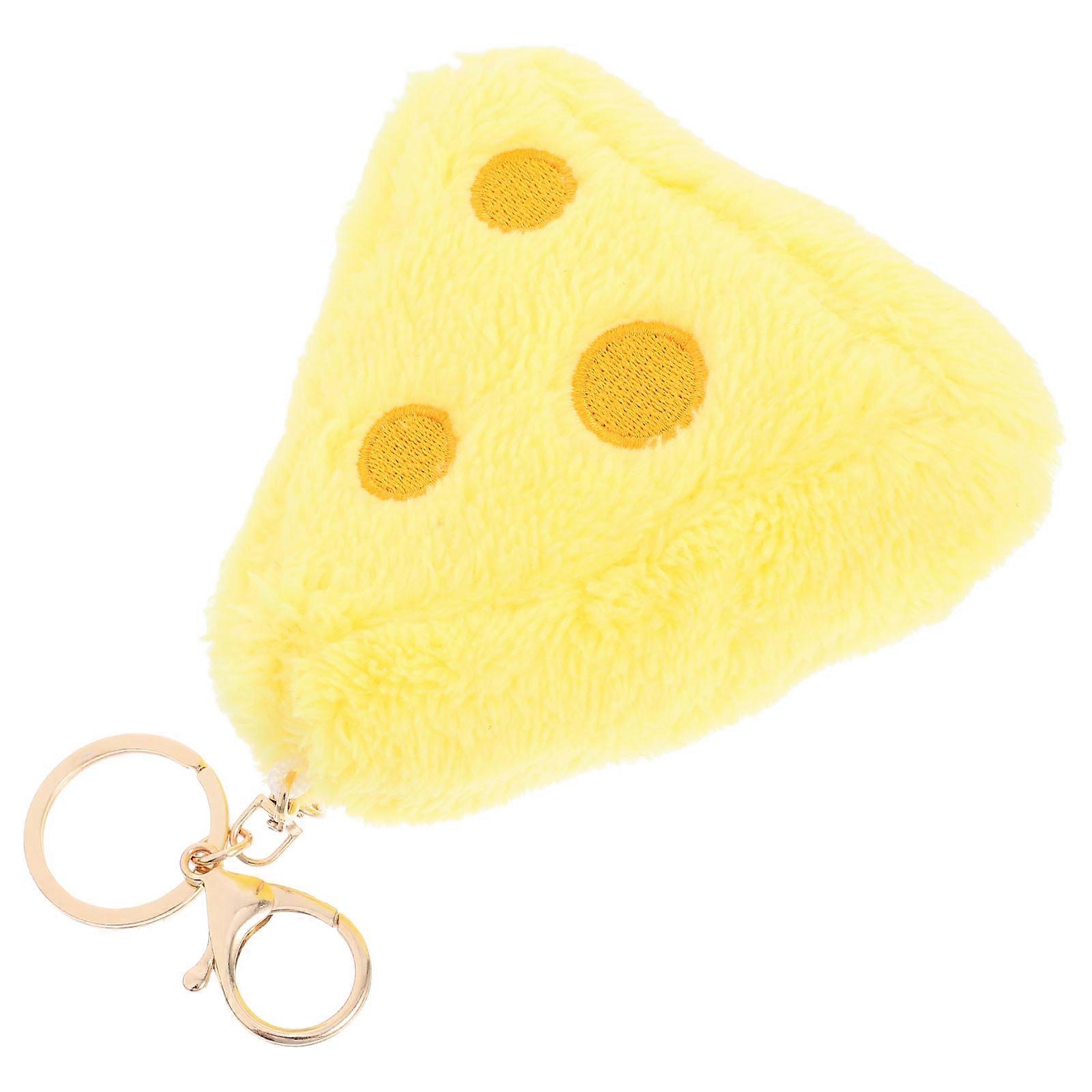 Yellow Plush Cheese Keychain for Decor Soft Fuzzy Backpack Pendant Charm