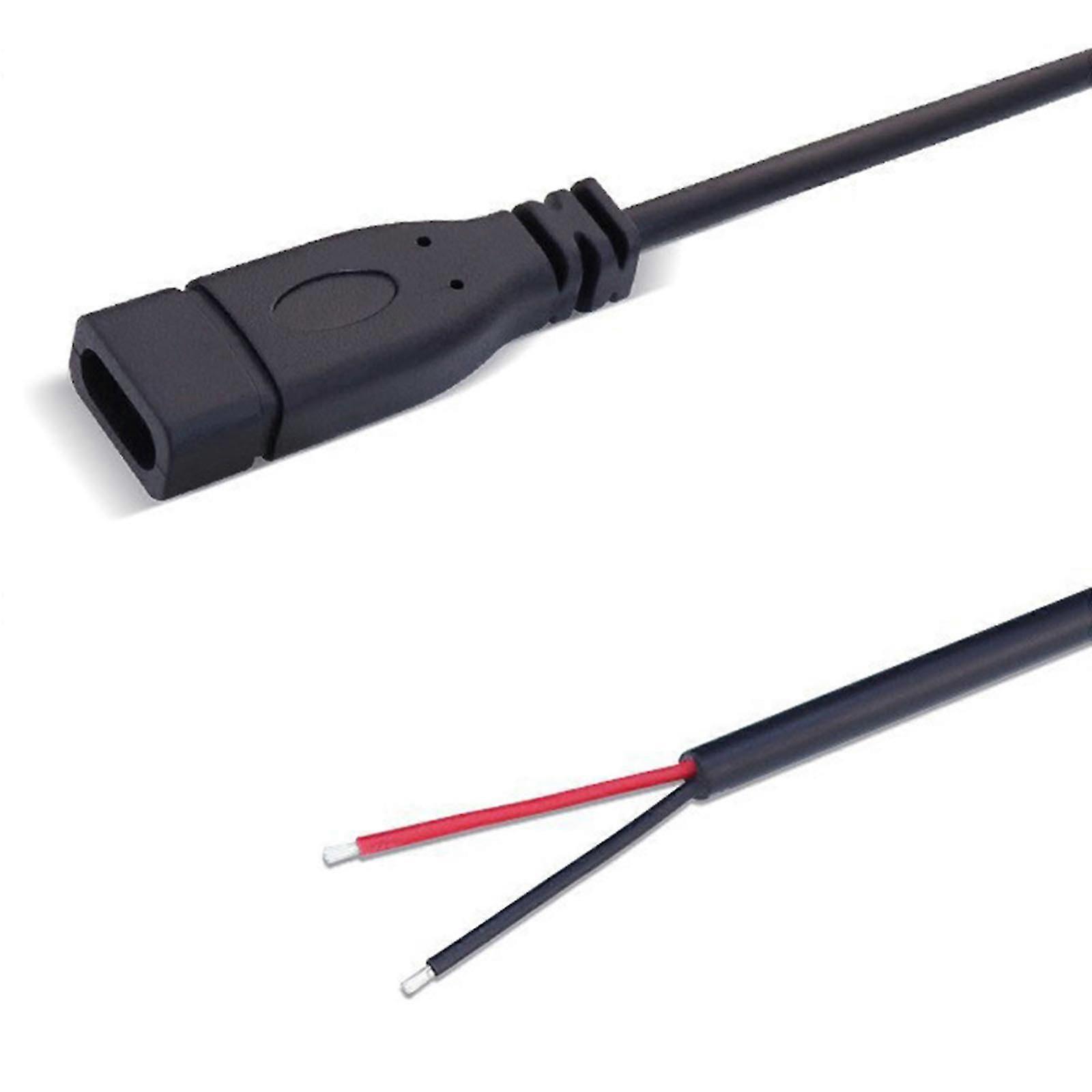 Type C Female USB C Pigtail Cable Extension Power Cable USB C to 2Pin Bare Wire Open End Connectors 0.25M 1M 2M Edition 1128