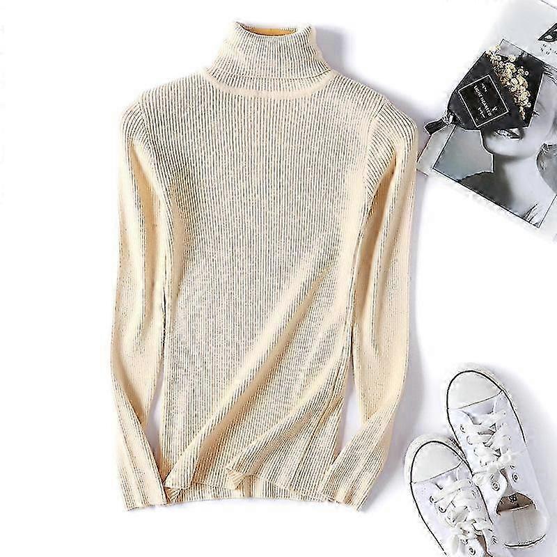 Pull à col roulé tricoté décontracté pour femmes Mode Slim Stretch Inner Pullover