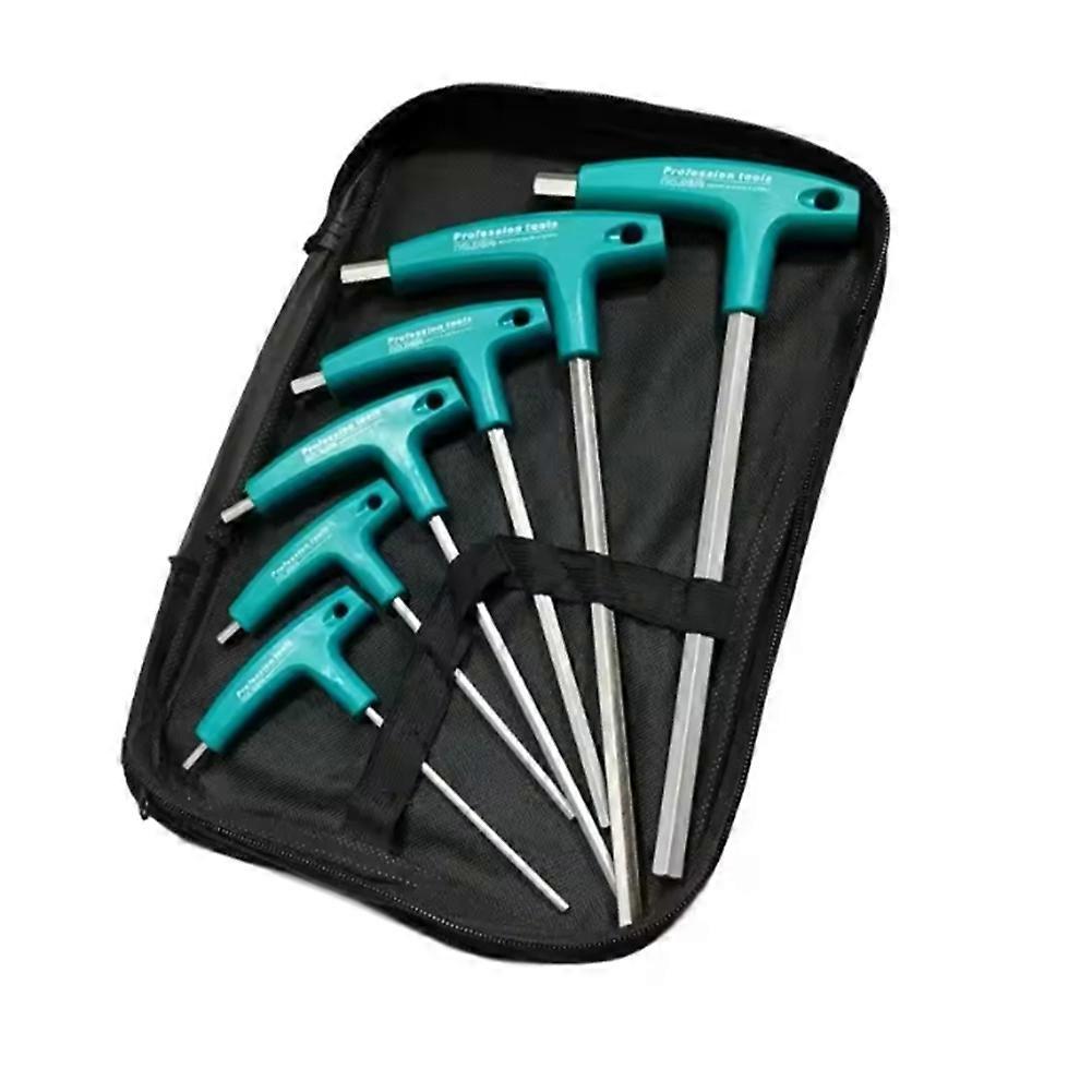 6PCS Allen Key Wrench Set Hexagon Screw Nuts Spanner Kits T Handle with Storage Bag CR-V Forged Household Repair Tools