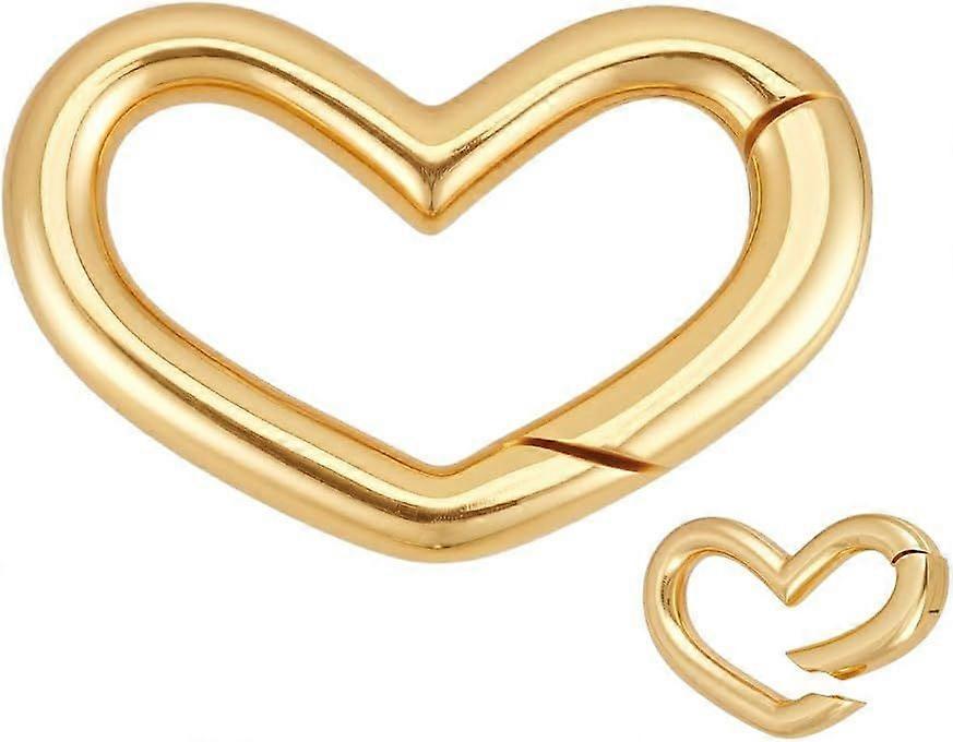 925 Sterling Silver Heart Carabiner Gold Hook Clip Clasp with Spring-Loaded Gate Hardware Closure for Chains Craft Connector for Key Rings Handbags an
