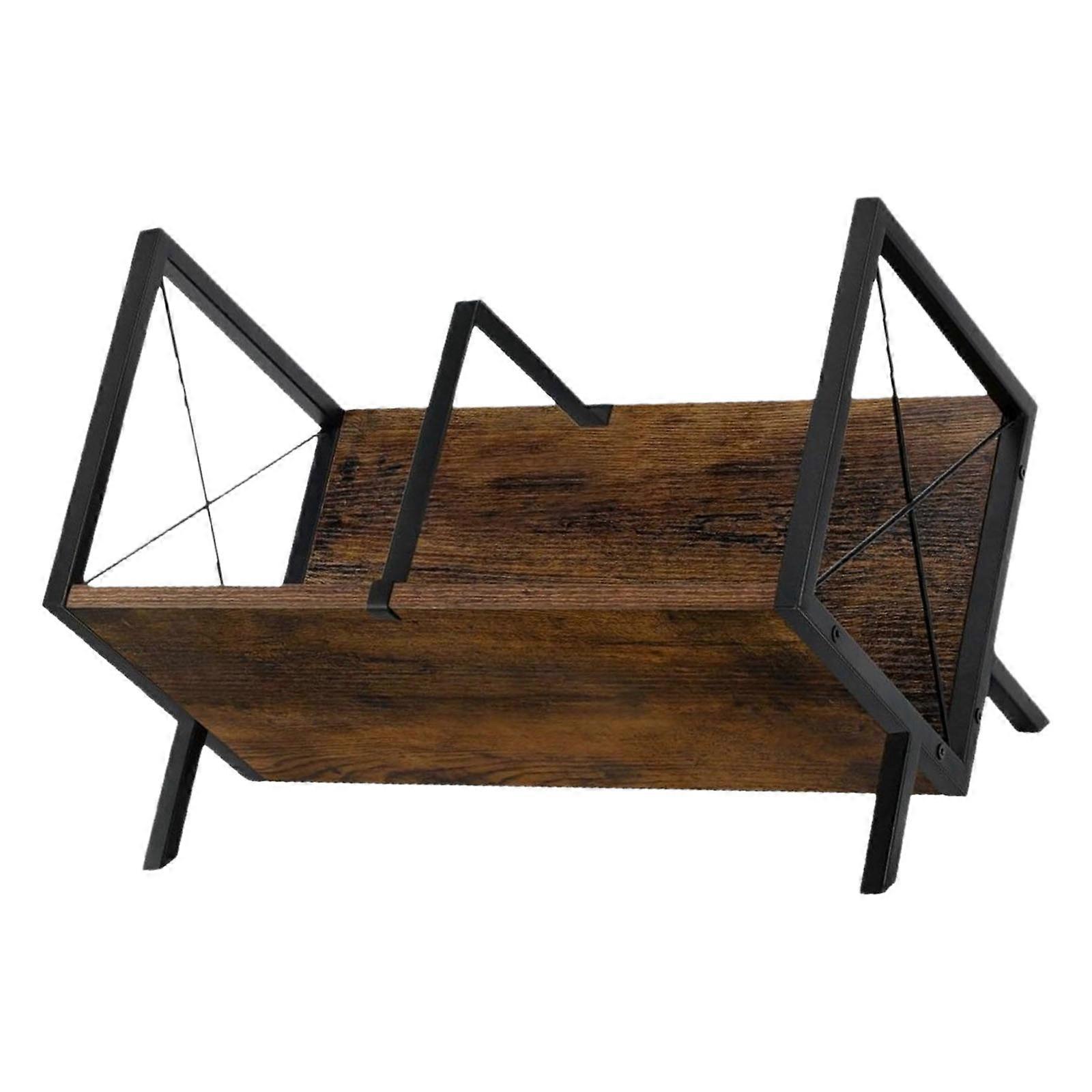 Elegant Wooden Display Rack Stand For Vinyls Records CDs Magazines With Modern Retro Design Easy Assembly Feature Multicolor