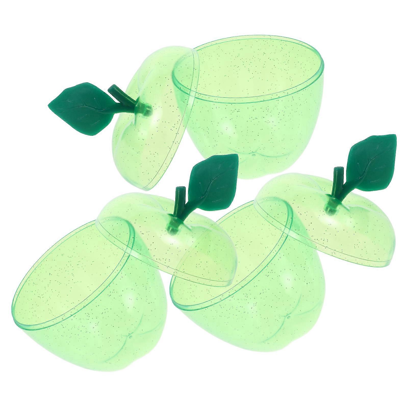 Light Green Xmas Apple Plastic Jar for Storage 3Pcs Candy Container