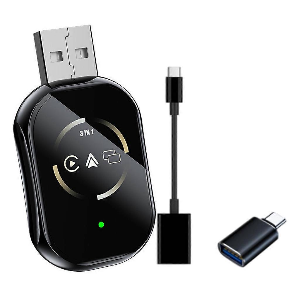 3 In1 Wireless Carplay Adapter Android Auto Carplay Bluetooth+WiFi USB Dongle Wired Carplay to Wireless Airplay