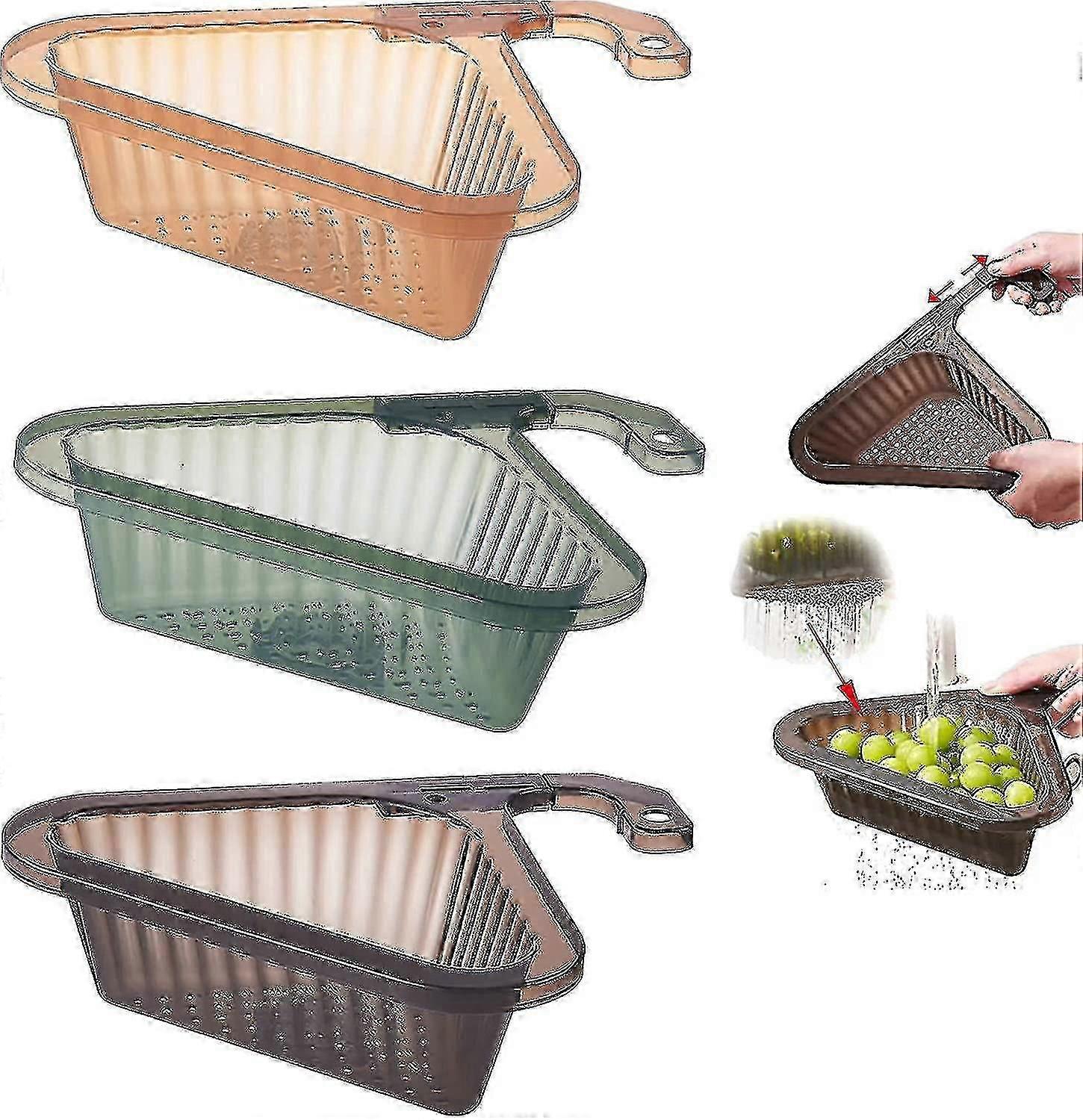3pcs Drain Strainer Basket Kitchen Hanging Filtering Sink Draining Rack Fits Hang On Faucet All Sink