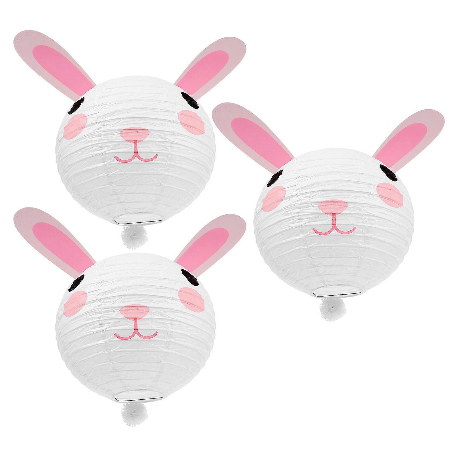 Bunny Lantern Easter Party Decorations Paper for Party 3Pcs Hanging Lanterns