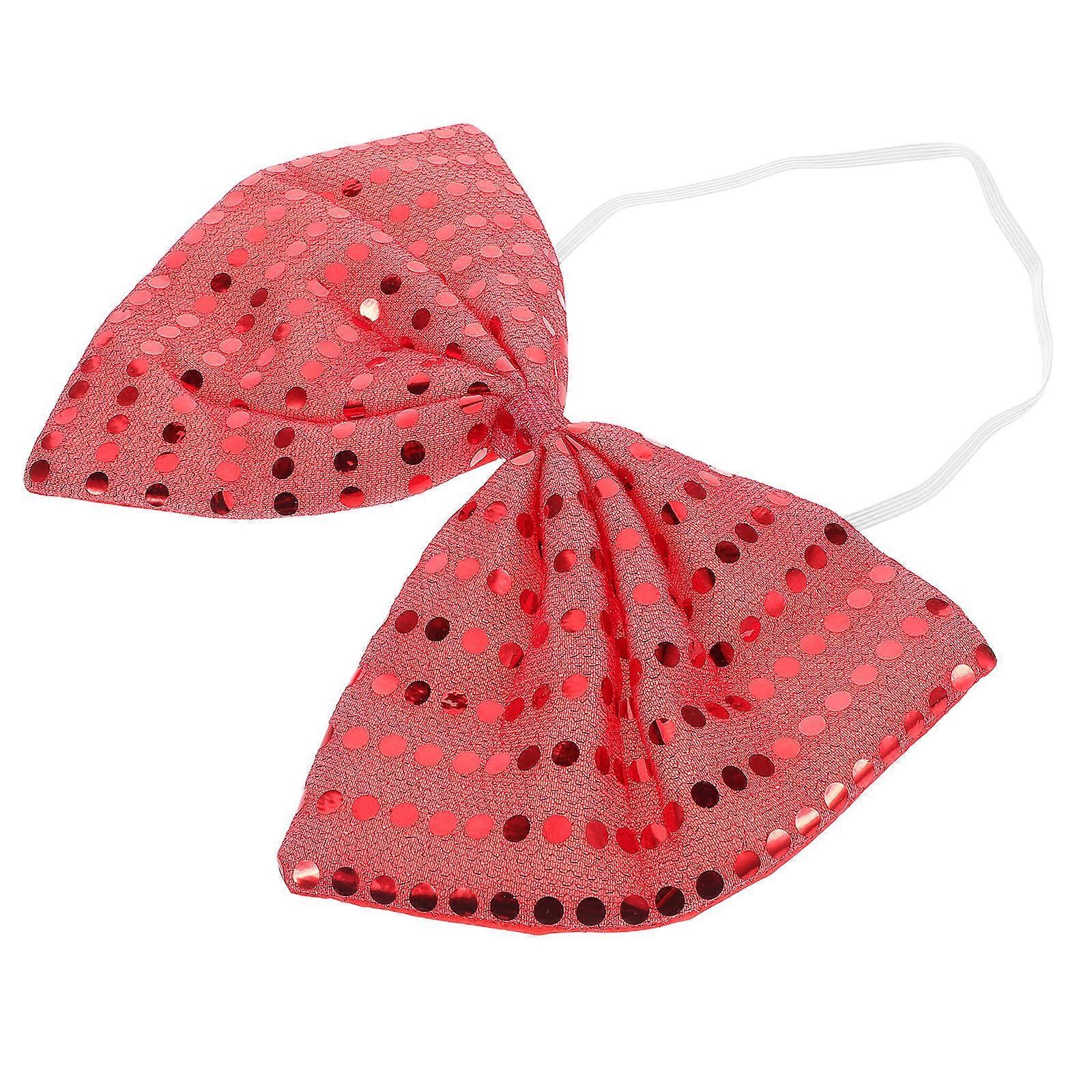 Sequin Bow Tie Large Red Bow Tie for Masquerade Sparkly Holiday Accessory