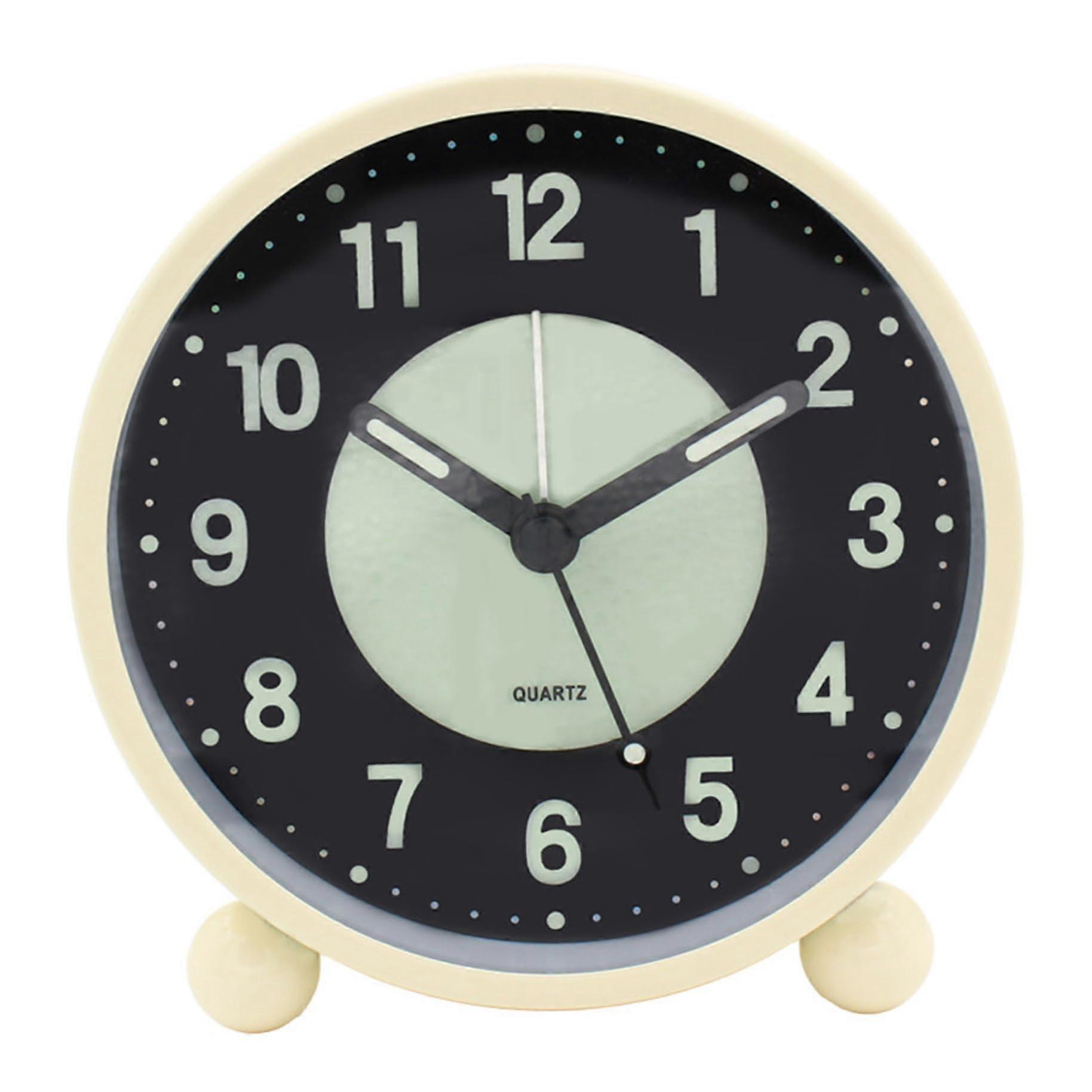 Glow in the Dark Alarm Clock 4.5 Inch Silent Luminous Night Display with Large Easy to Read Numbers