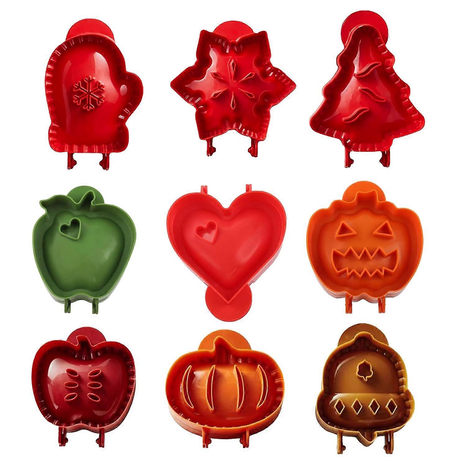 9PCS Mini Hand Pie Molds Set, Autumn Shaped Pie Crust Cutter for Quick Fill and Seal Baking