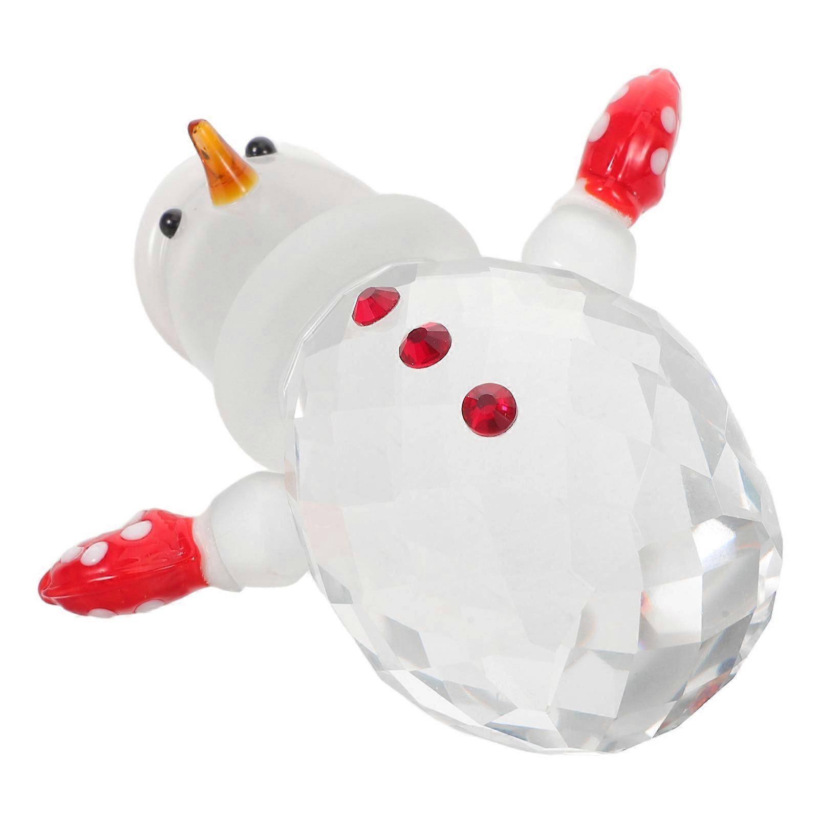 Mini Snowman Figurine Crystal Ornament for Home Decor