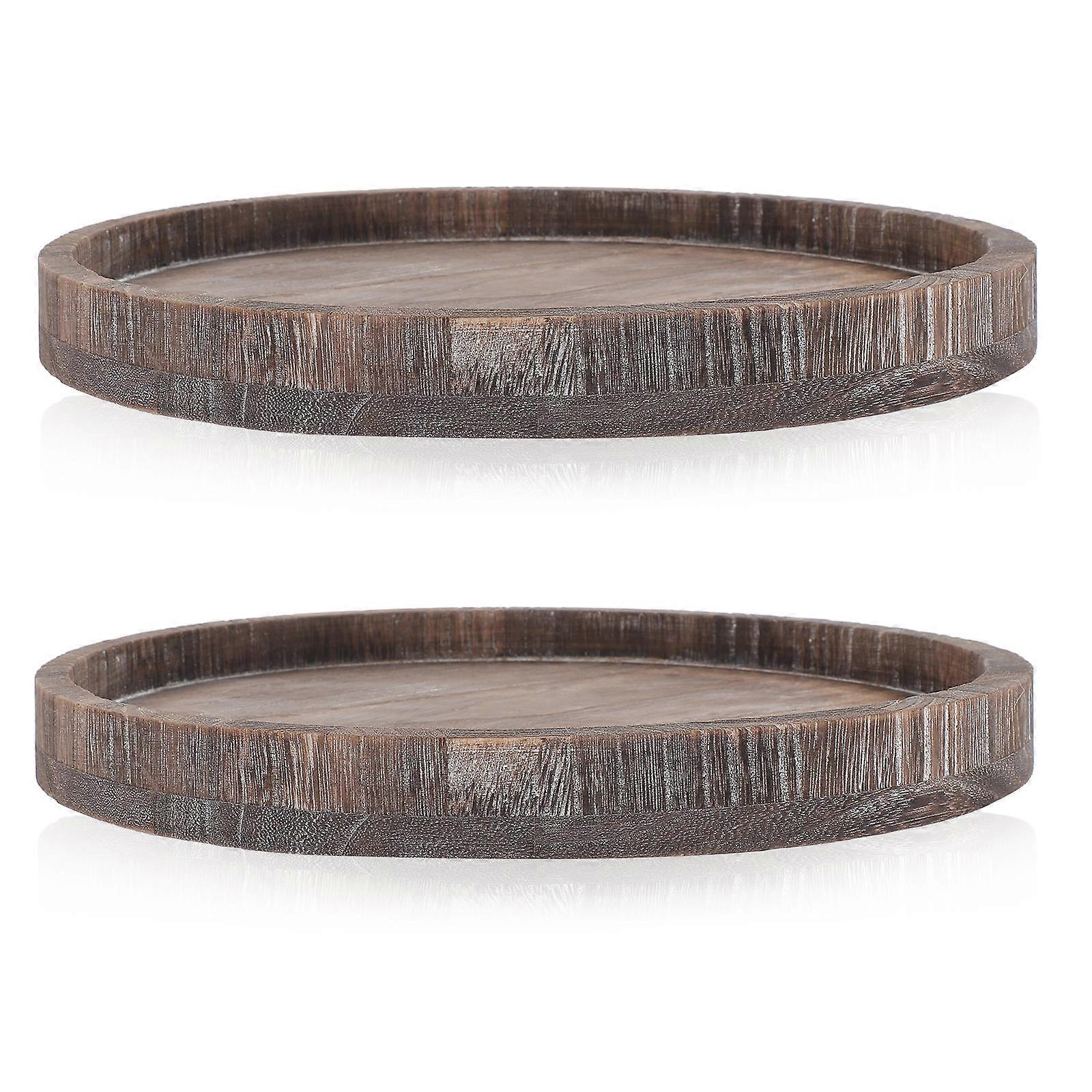 Serviertablett aus Holz, dunkelbraun, 2 Stück