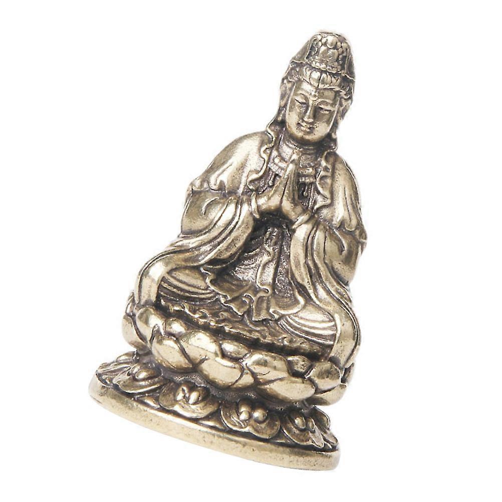 Golden Retro Buddha Statue for Decor Brass Material Small Size